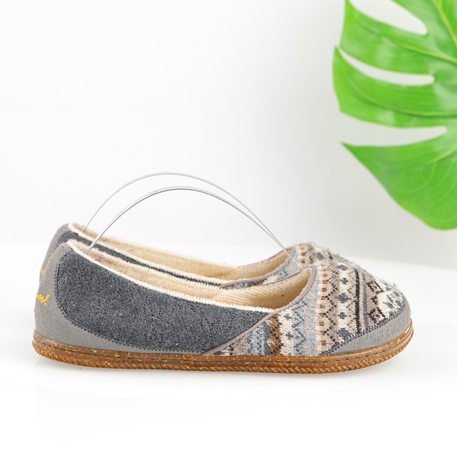 SmartWool Womens Morning Ballet Slipper Size 7 Gray Knit Lined Slip On Flat Shoe