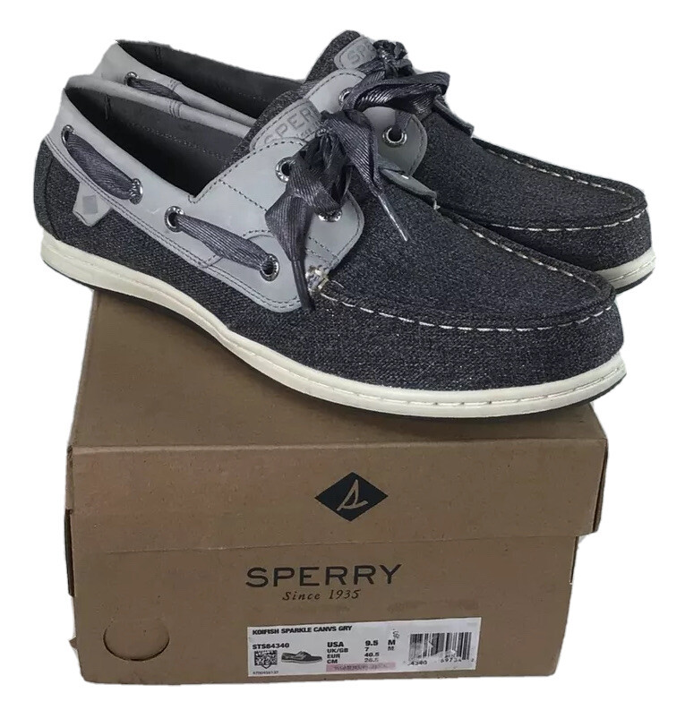 Sperry – Koifish Sparkle Chambray Boat Shoe Grey Womens Size 9.5M
