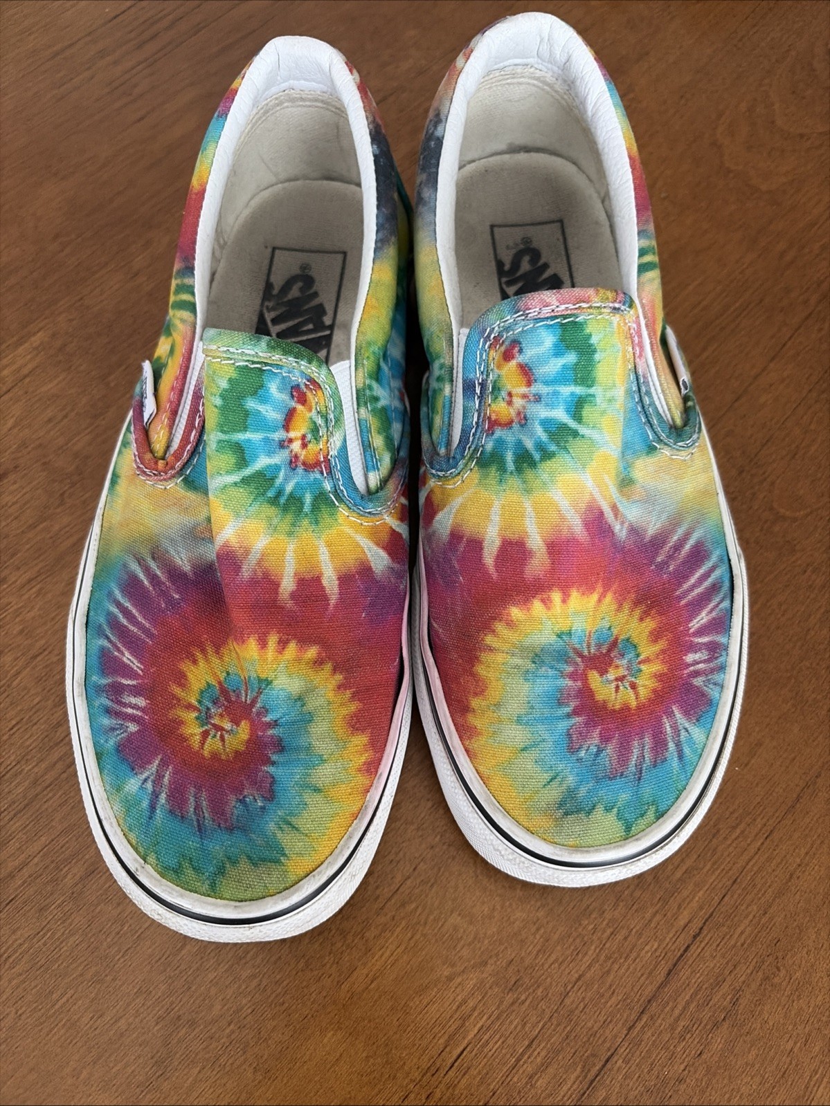 Vans Rainbow Tie-Dye Classic Slip-On Skate Shoes Size M 5 W/6.5
