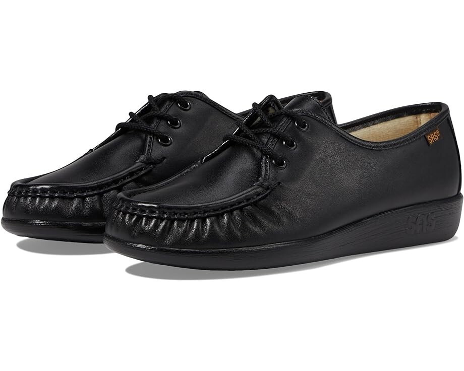 Women SAS Siesta Comfort Tie Walking Shoes (Medium) 0038-0020 Black Leather USA