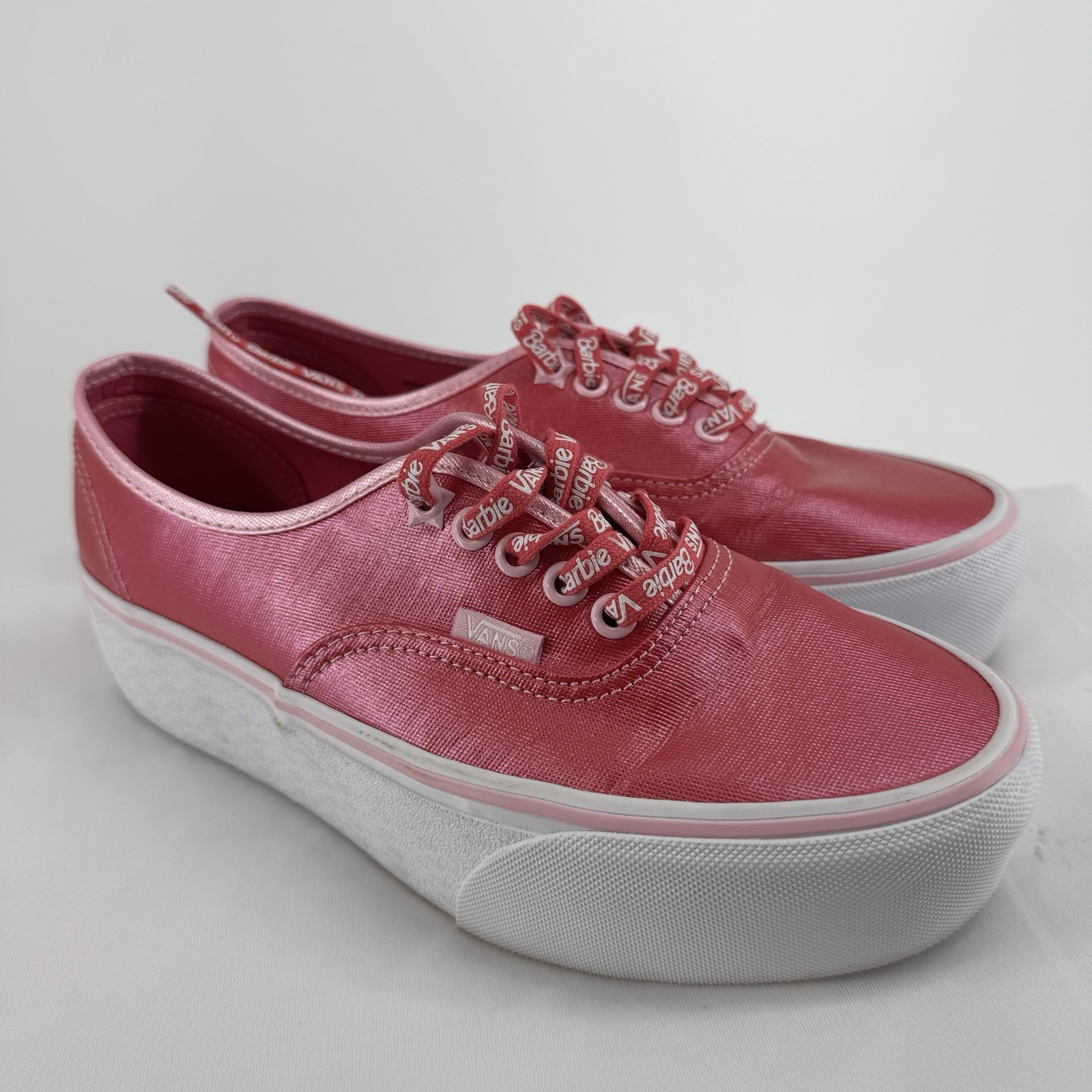 Barbie x Vans shoes womens 8 pink leather platform lace up preppy rare low top