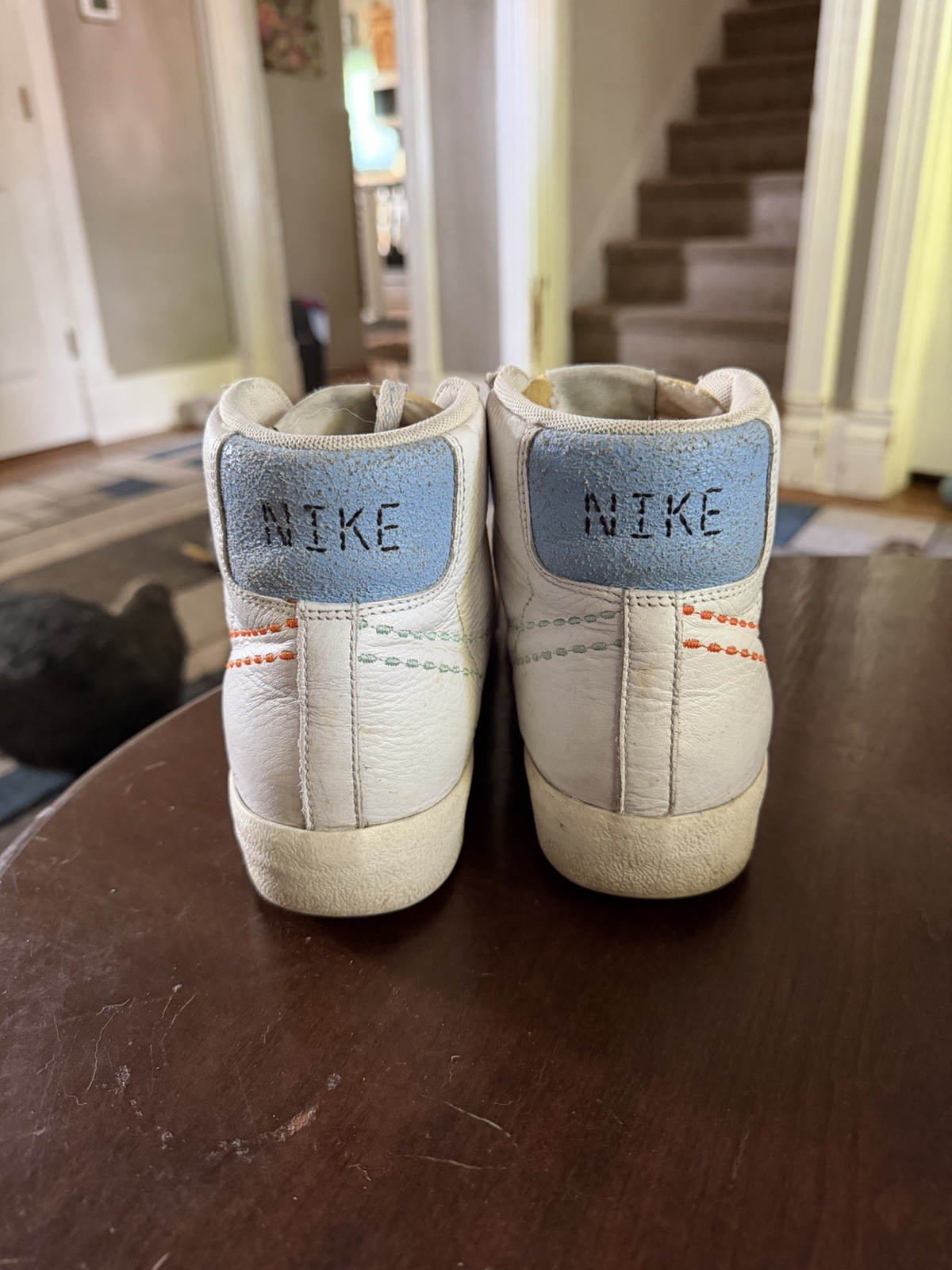 Nike High Top Lace-Up Retro Sneakers White w/ Colored Stitching