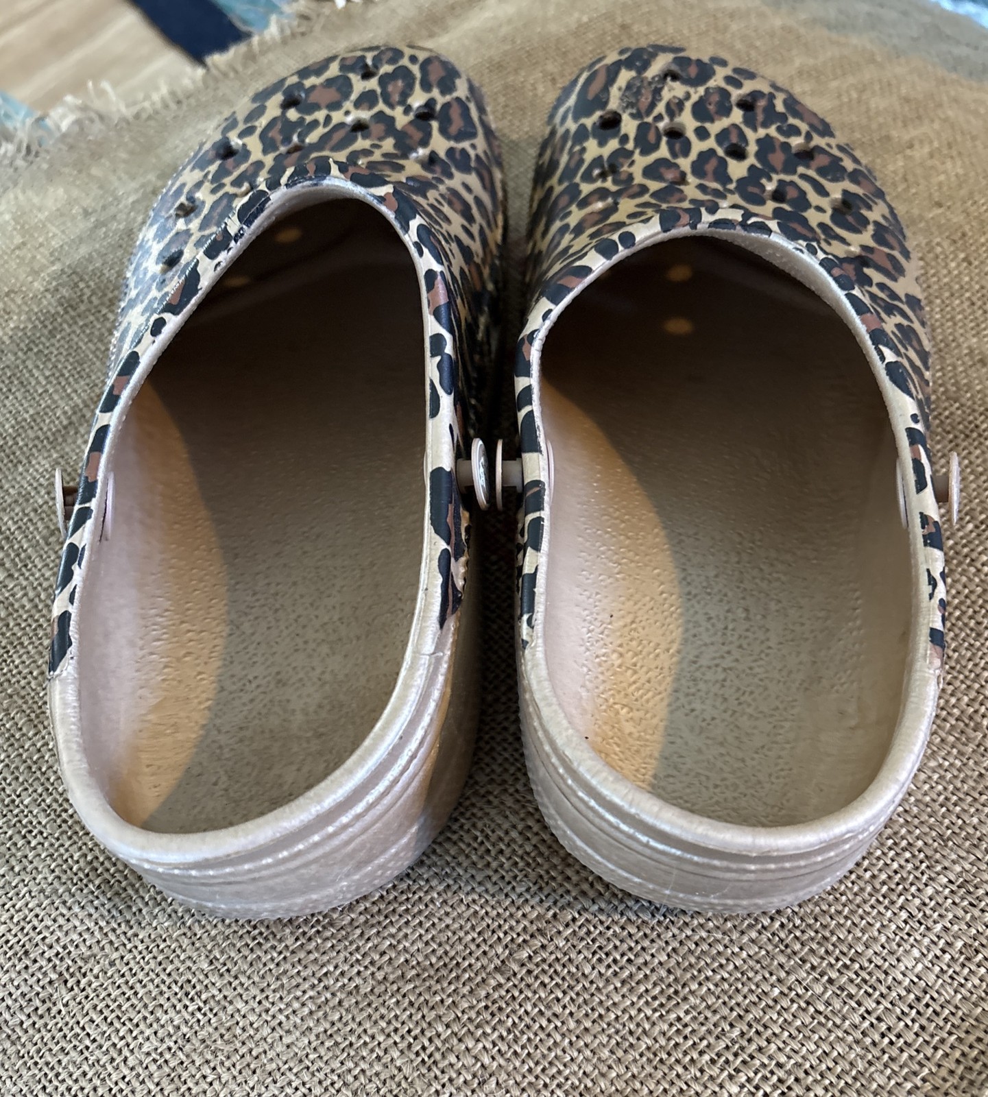 Crocs Classic Clogs Leopard Print Brown Tan Sz M5 W7 No Straps