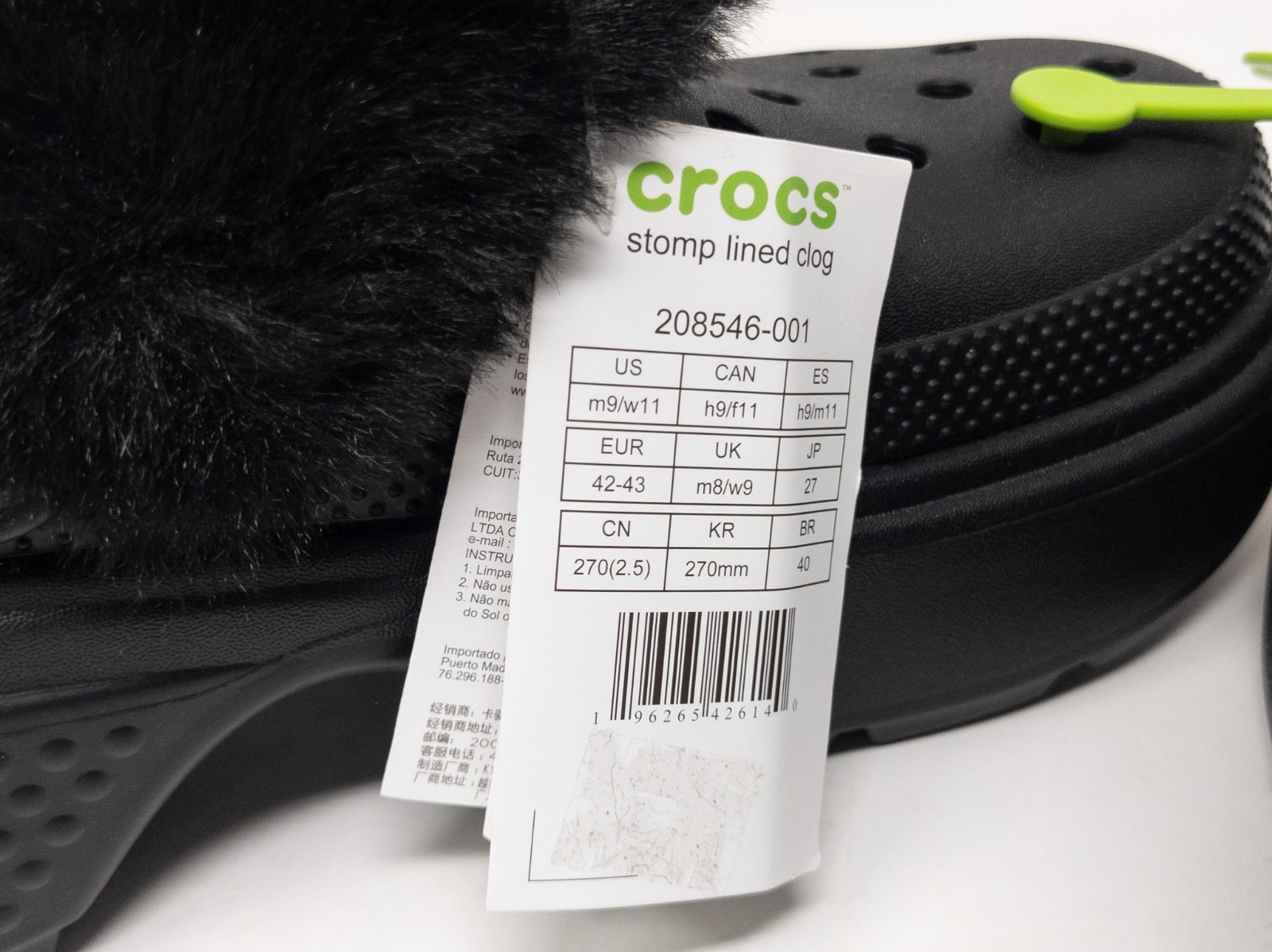 [Sz 11] Crocs Stomp Lined Clog Black Women’s