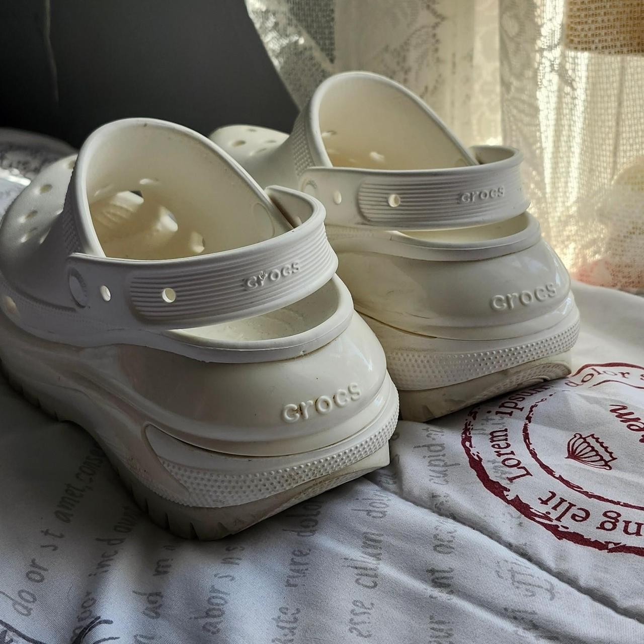 Crocs Women’s White and Cream with Chunky Sole