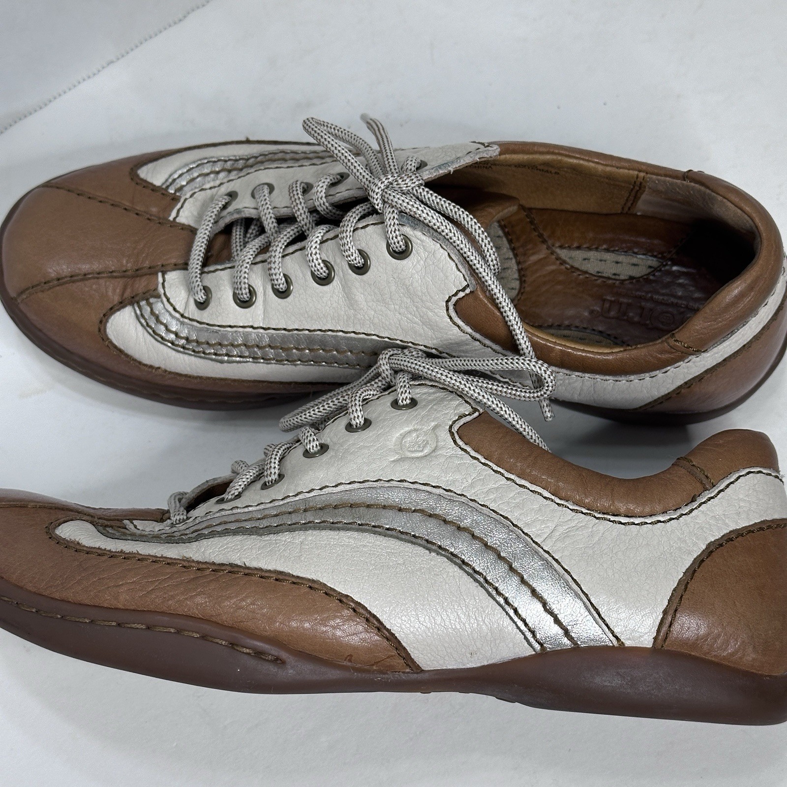Born Shoes Womens Size 7.5 Palmera Golf Low Top Sneakers Lace Up Brown Leather