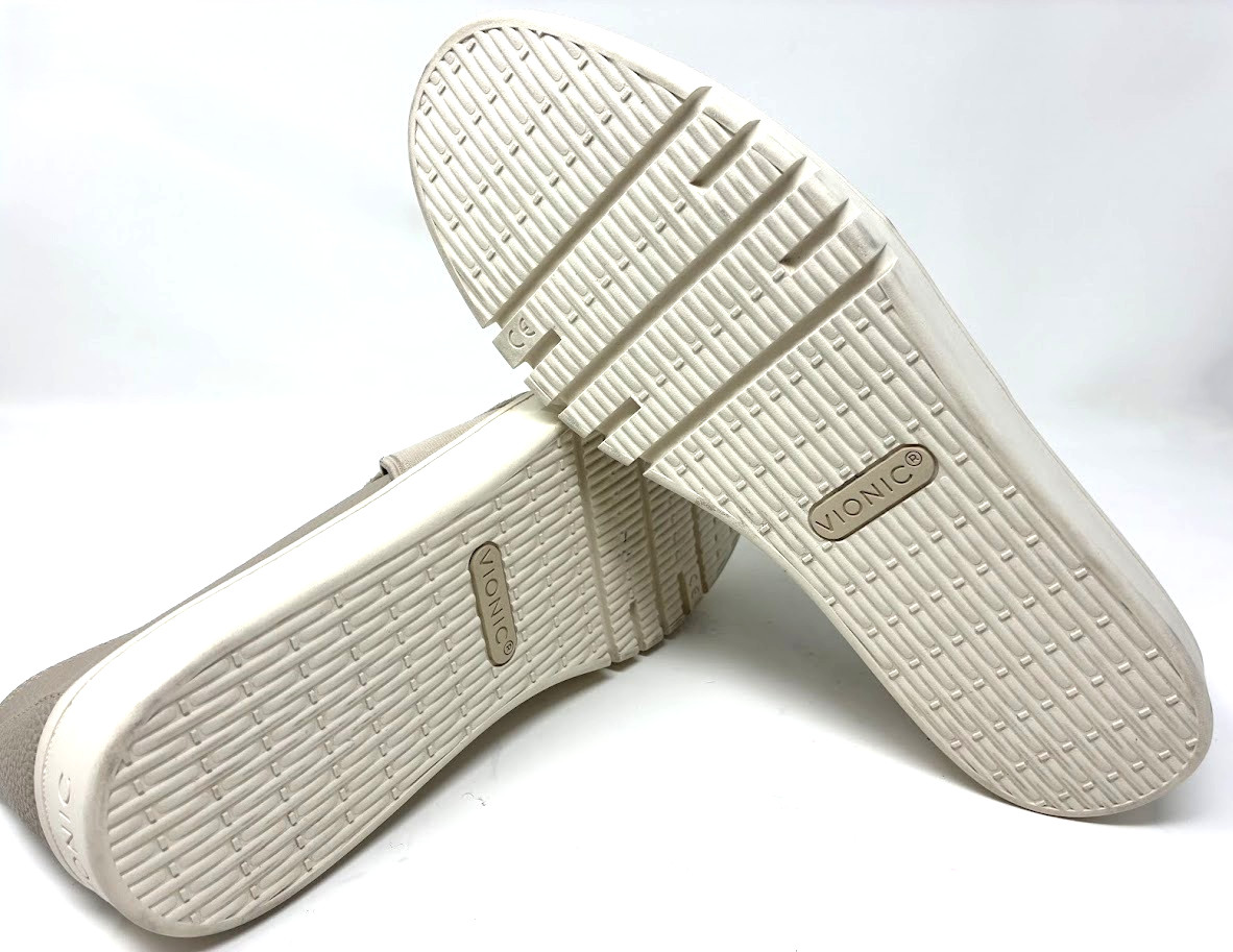 Vionic Cambria Beige Leather Slip-On Shoe Womens Sz 9.5 Wide Comfort Sneakers