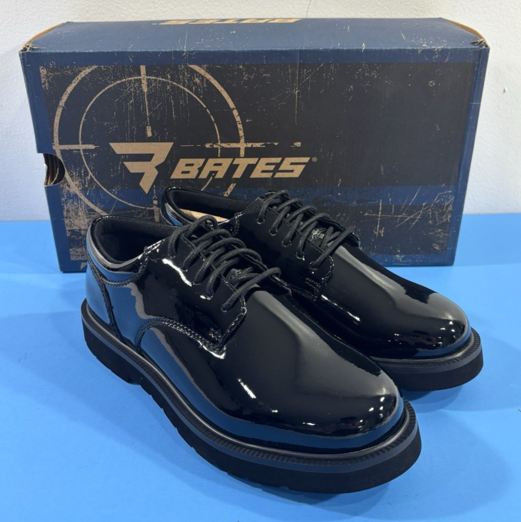 NIB 6.5 M WOMENS BATES E22741 HIGH GLOSS DUTY OXFORD SHOES BLACK 6.5 MEDIUM
