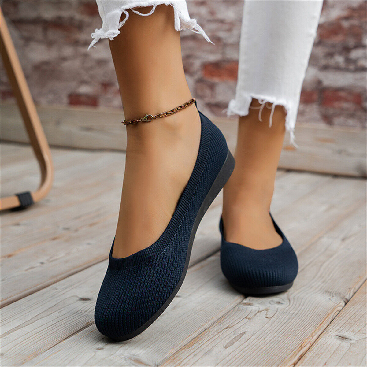 Womens Flats Round Toe Comfortable Ballet Walking Shoes Dressy Slip ons Loafer S