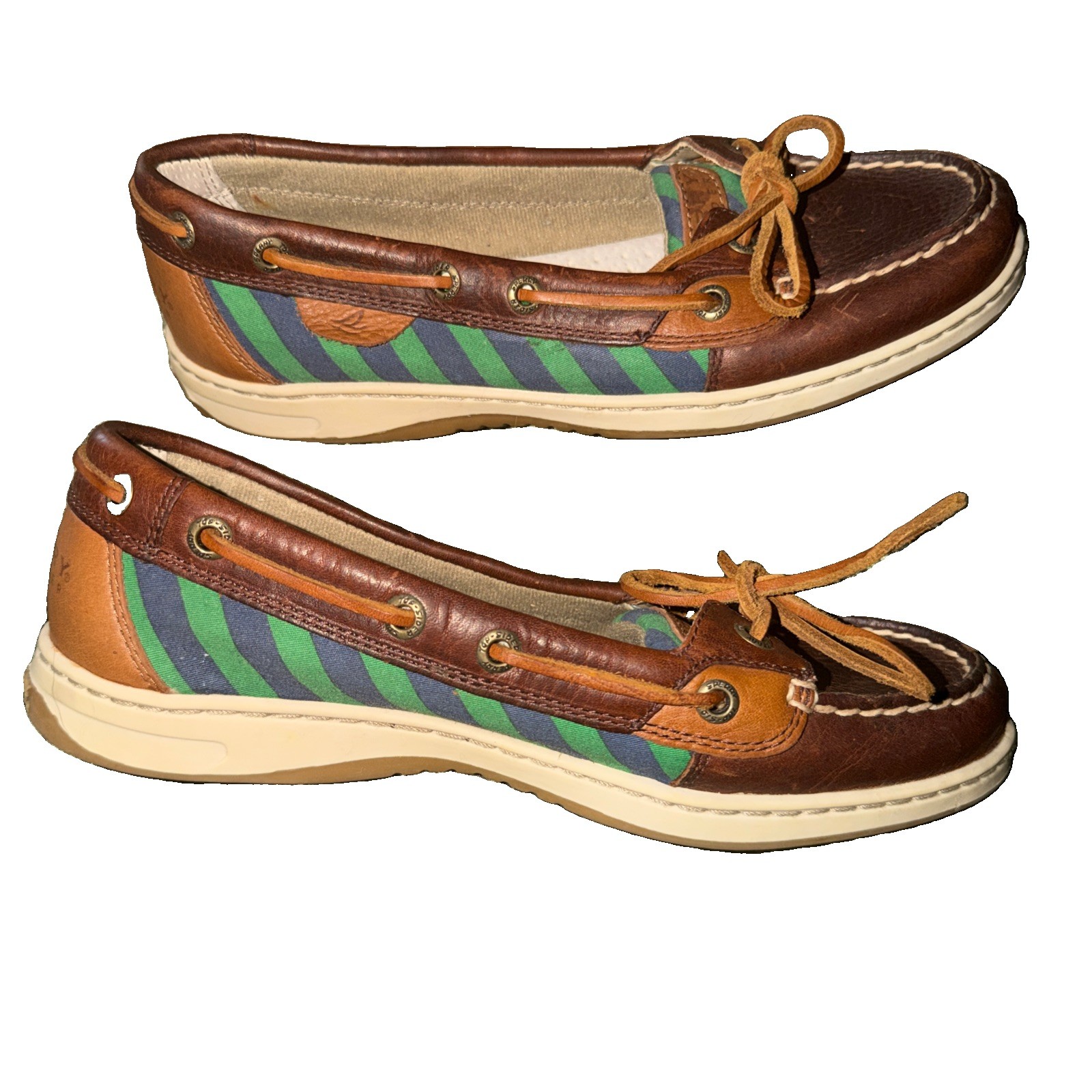 SPERRY TOP-SIDER Womens Angelfish Boat Shoes Sz 7.5 Leather Plaid Loafers