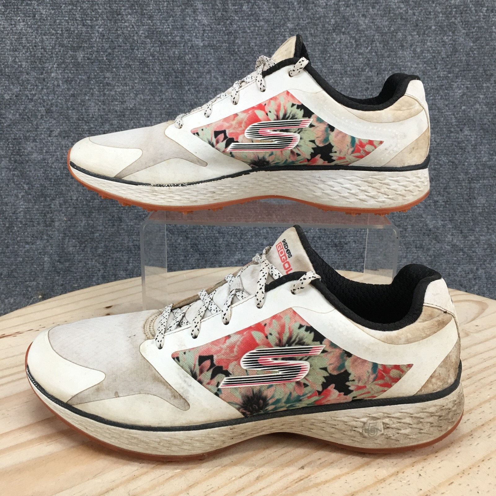 Skechers Shoes Womens 9.5 Golf Birdie Golf Sneakers White Floral Print Low 14854