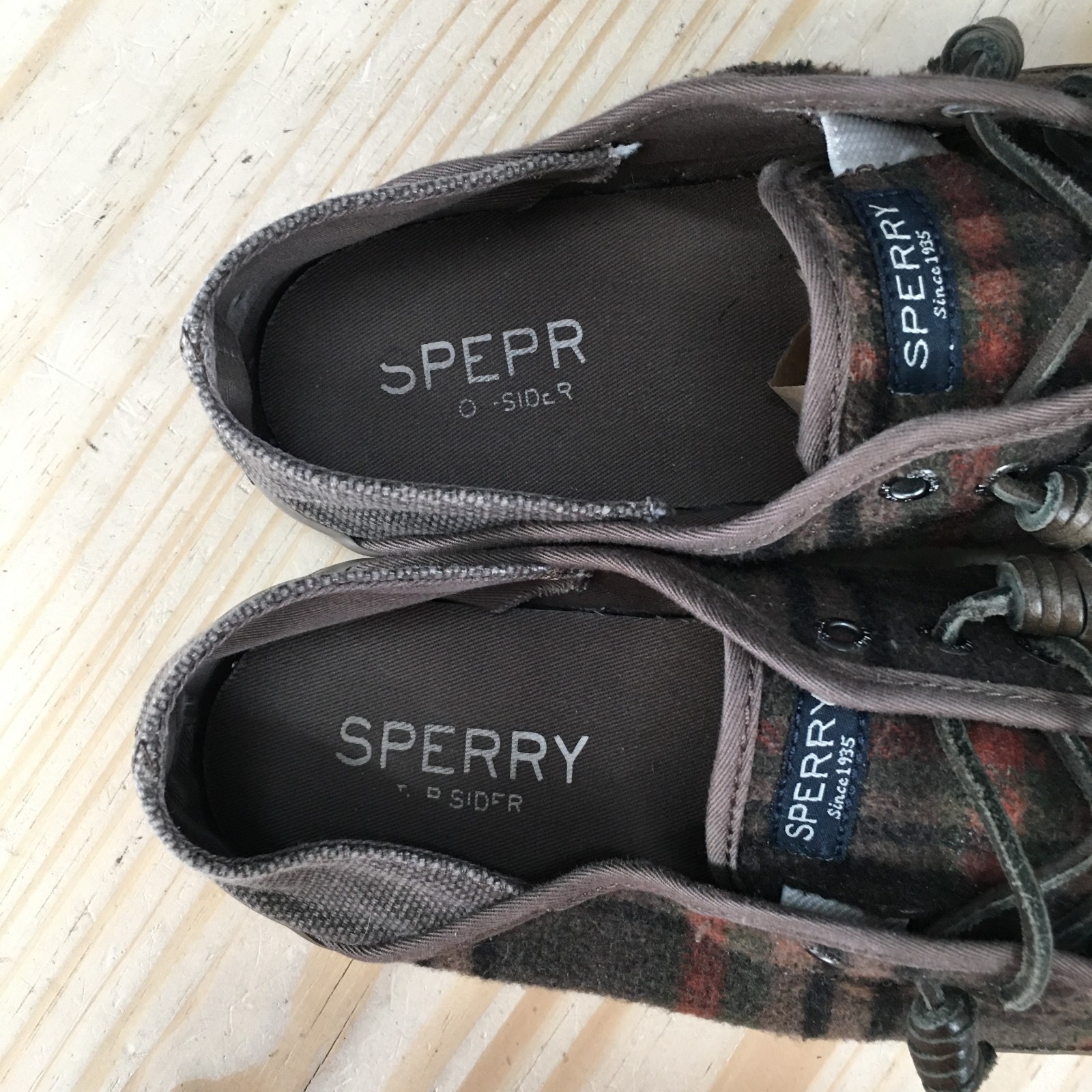 Sperry Seacoast Isle Plaid Shoes Womens 8.5 M Slip On Sneakers Brown STS96986