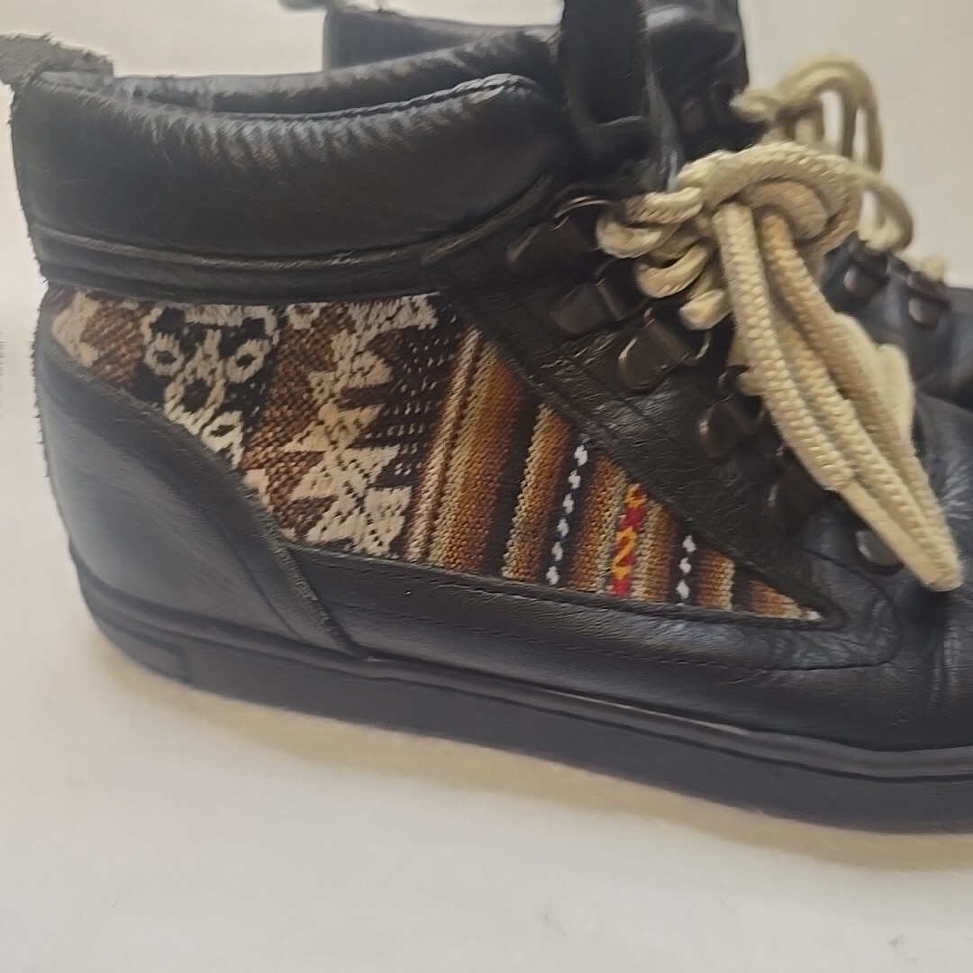 Inkkas Leather Black Leather Ankle Boot Shoes Men’s 5 /Women’s 7 Mexico Aztec