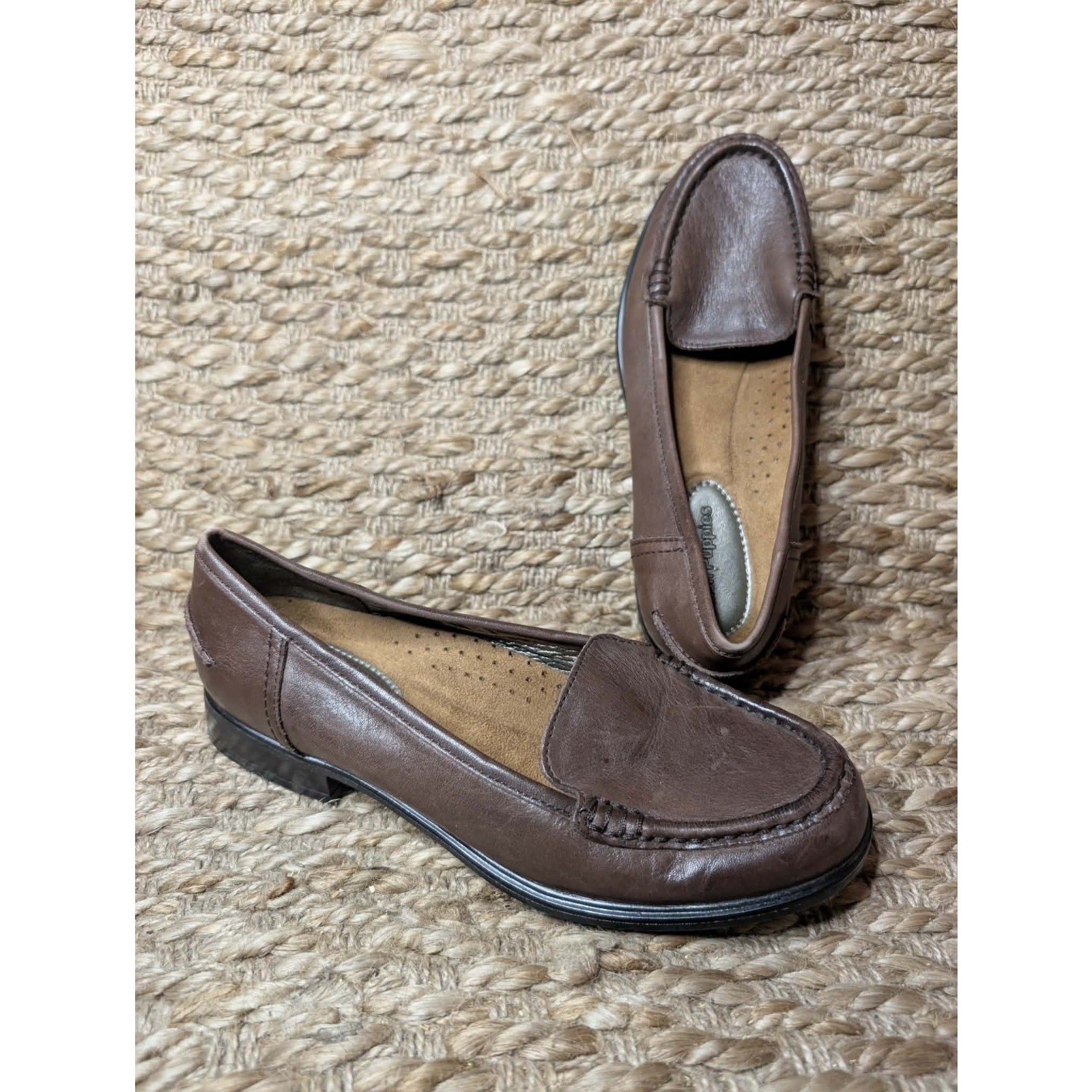 NEW! Hush Puppies Women’s 6 Boston Saddle Brown Leather Slip On Shoes Comfort