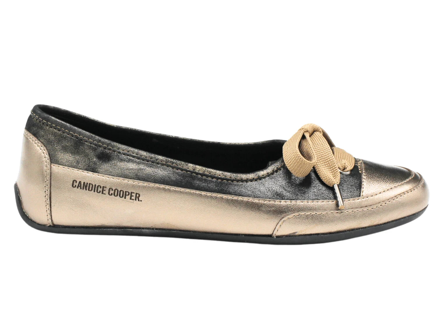 CANDICE COOPER Candy Bow Sneaker Ballet Flat Brown/Black Leather+Suede (5) NWOB