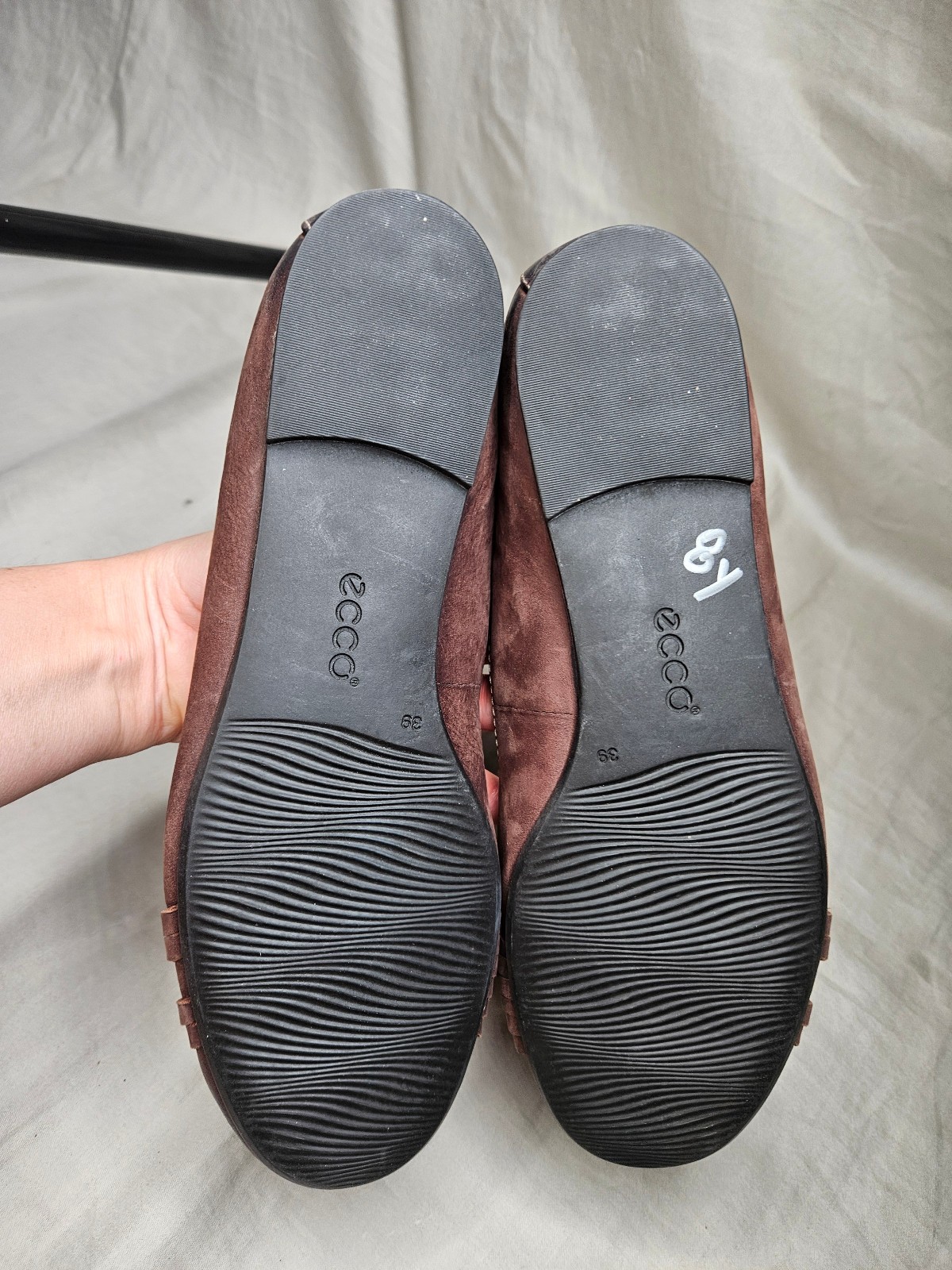 Ecco Ballet Flats Womens SZ US 8 – 8.5 EUR 39 Brown Leather Round Toe Comfort