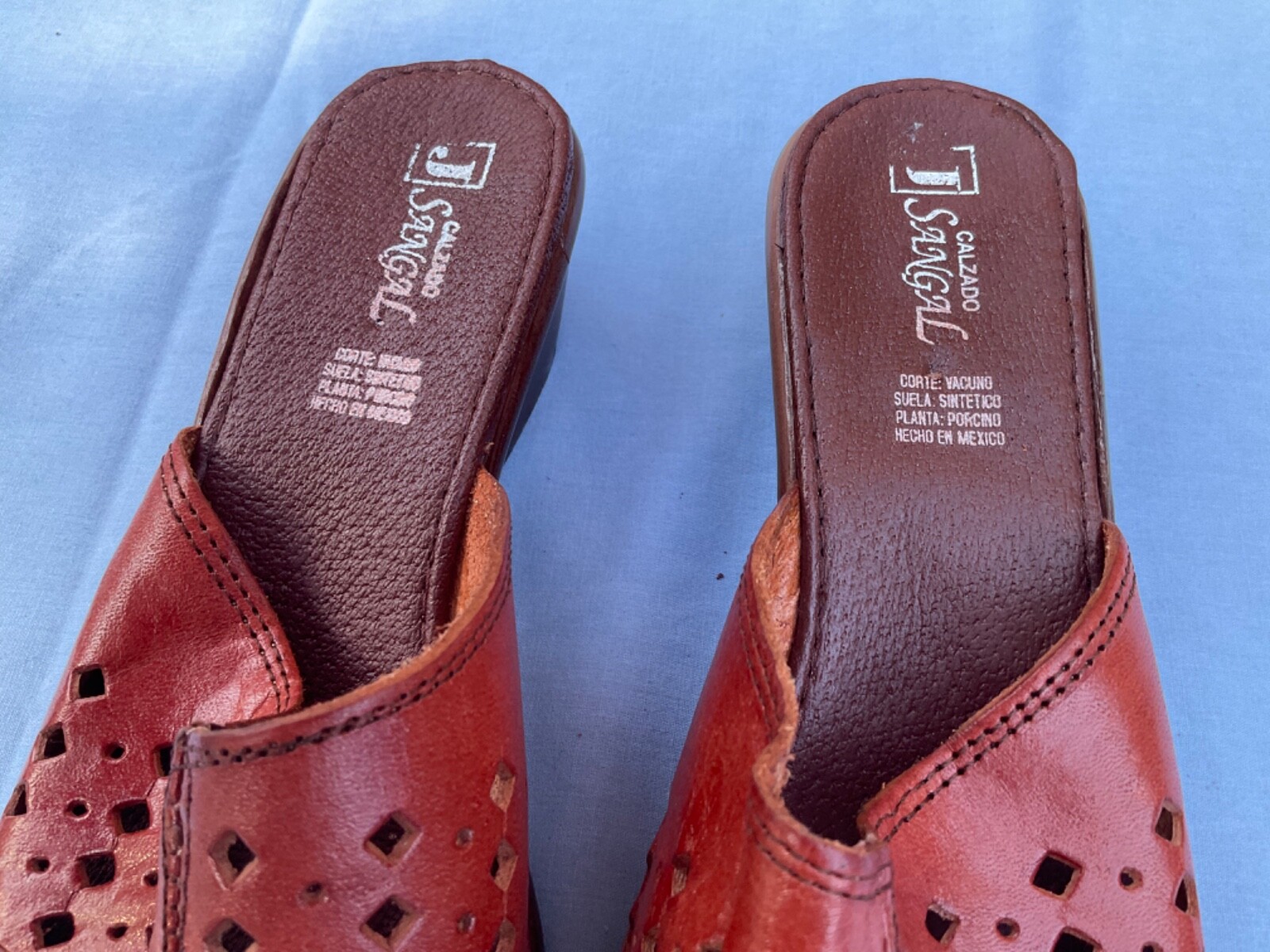 Calzado Sangal Mexican Lightweight Orange Sandal Wedge Low Heels Shoes Sz 6.5 A