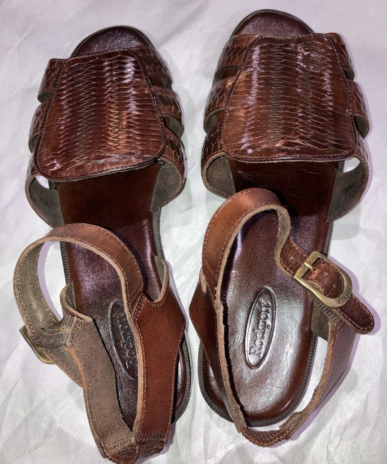 Rockport Women’s 9 Brown Leather Weaved Strapped Sandals India