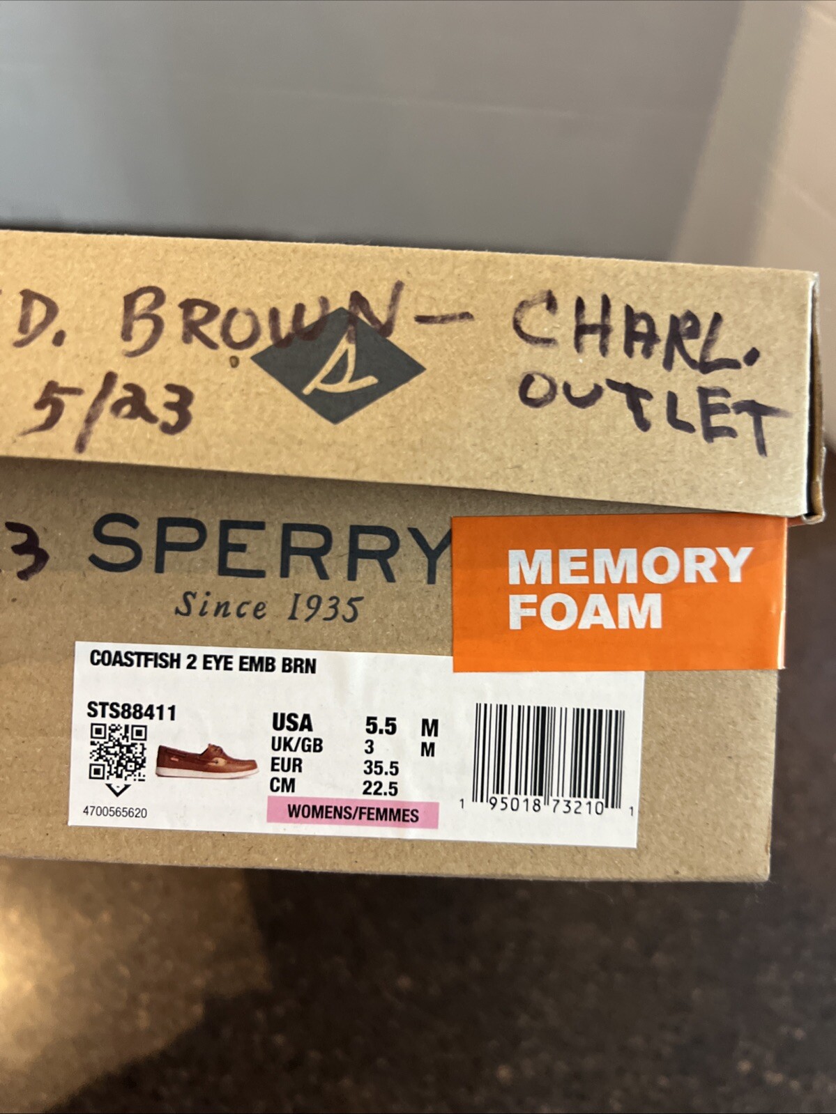 SPERRY Top Sider Women’s Size 5.5 M Koifish 2 Eye Boat Shoes Linen/Oat 95589