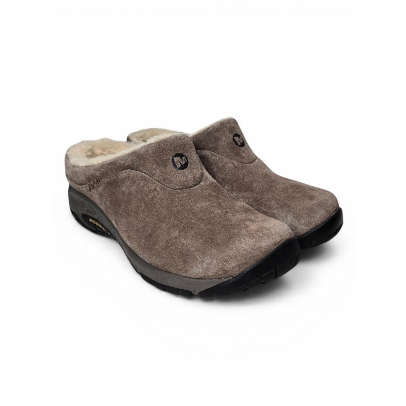 Merrell Encore Fur Lined Suede Mules Women Tan Cozy Slip On Hiking Outdoor 7