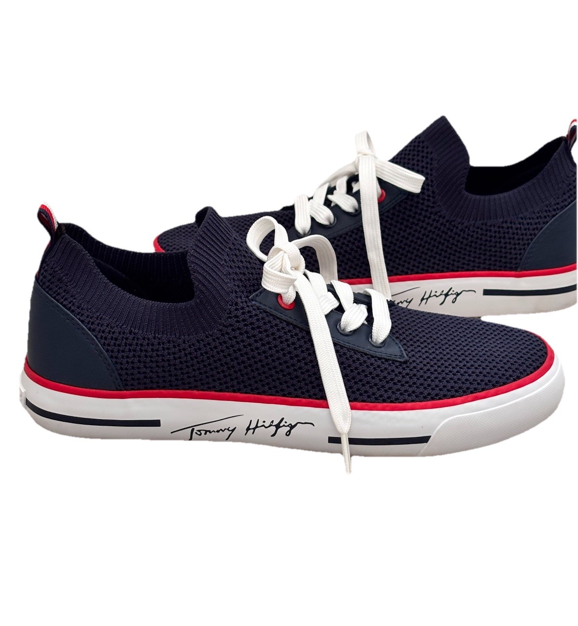 Tommy Hilfiger Navy Gessie Stretch Knit Sneaker size 8 M EUC