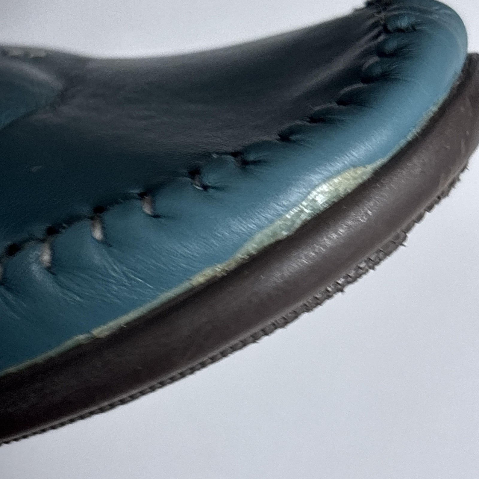 Karle Loafer Shoes 8 Blue Leather Hand Stitched Moc Slip On Comfort Comfort 25