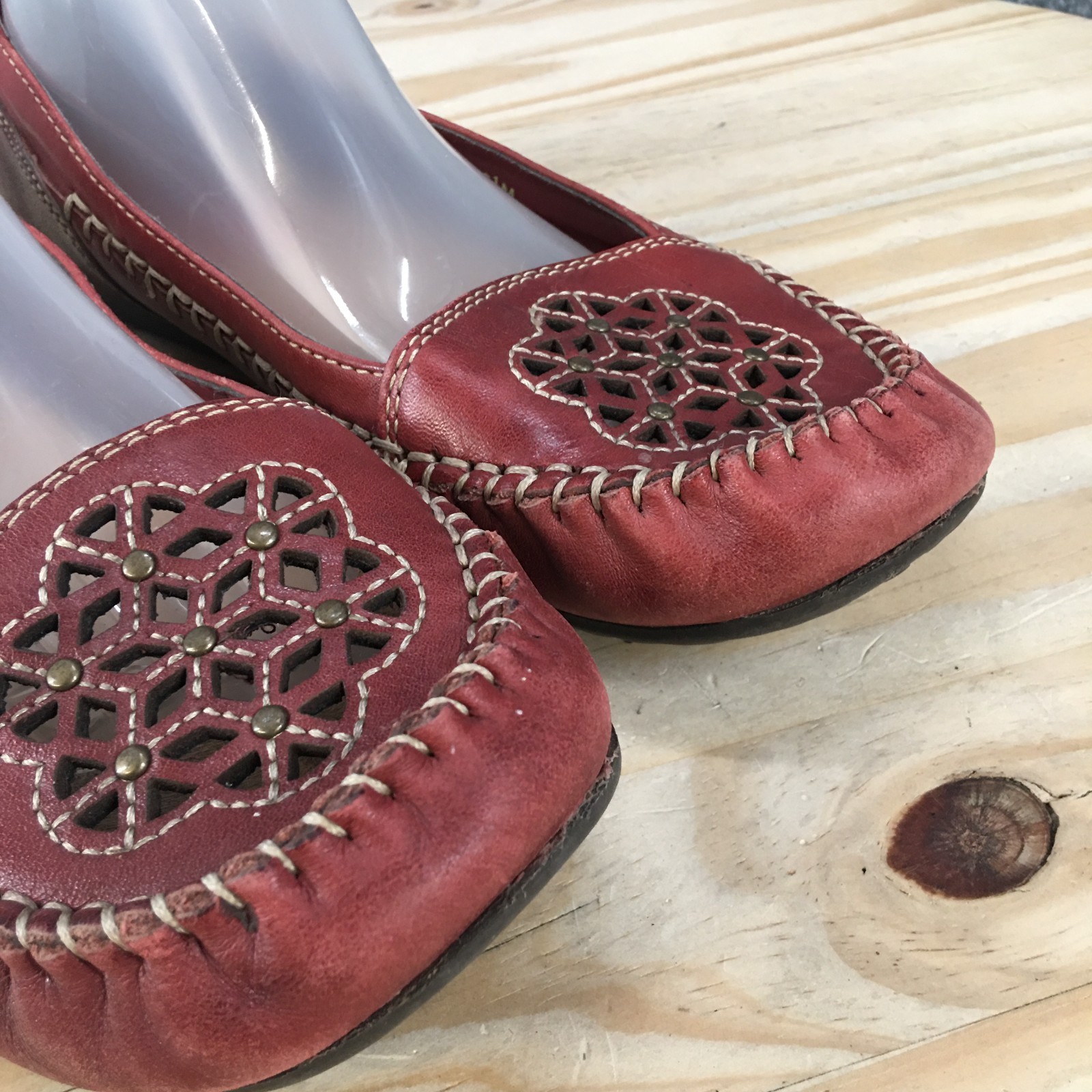 Earth Origins Shoes Womens 6.5 M Red Leather Princess 2011S Ballet Flats Comfort