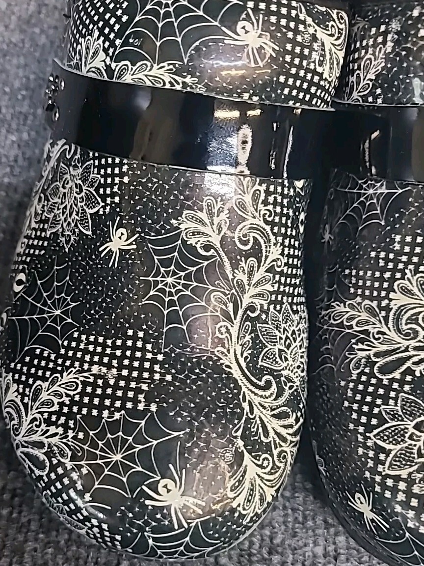 Koi by Sanita Clogs Black White Women’s 8.5/41 Slip On Shoes Halloween