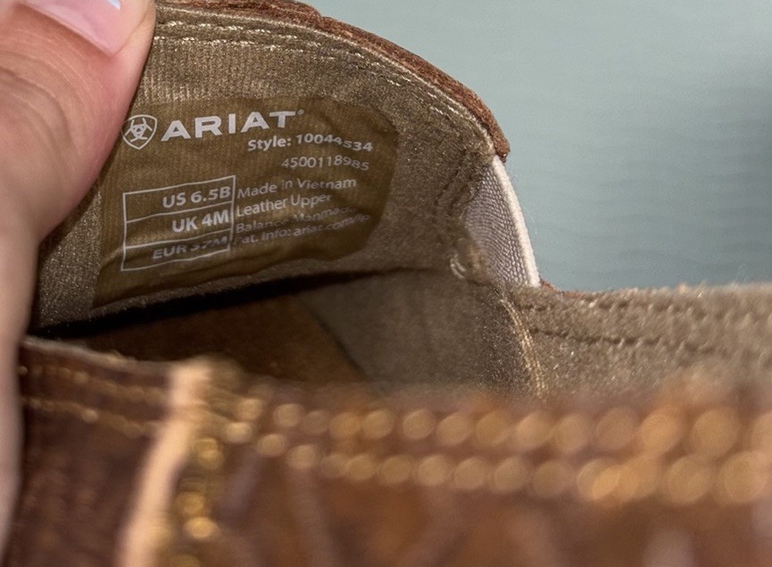 Ariat Women’s Tooled Leather Slip-On Shoes Size 6.5B Brown Western Loafers NWT