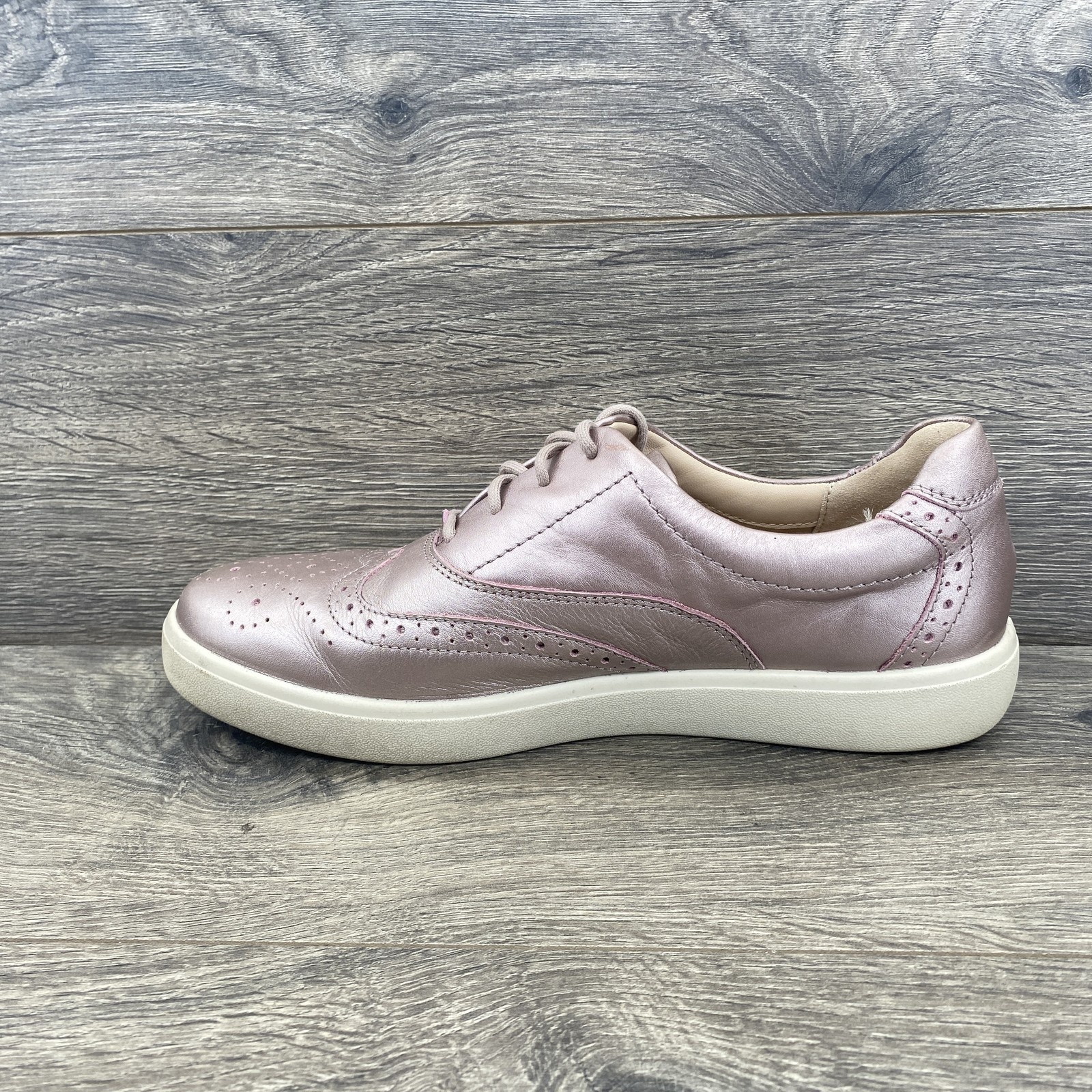 Hotter Piper Shoes Womens Size 7.5 Rose Pink Leather Oxford Casual Comfort 38.5