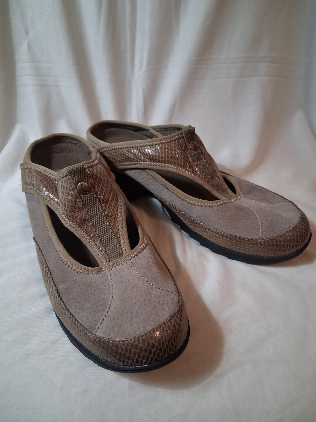 Sporto Katy Tan Suede & Snake Maryjane Mule Sz 8.5