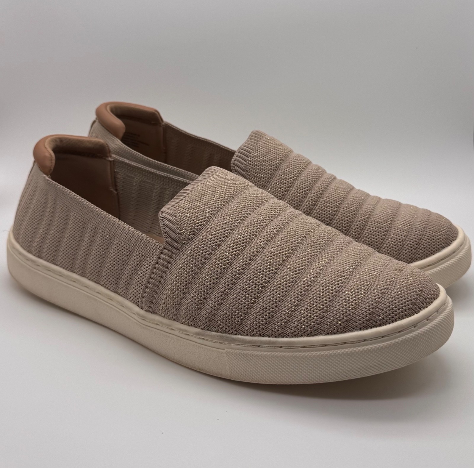 Kelly & Katie Women’s Knit Slip On Sneakers Taupe Beige Casual Shoes Size 11W