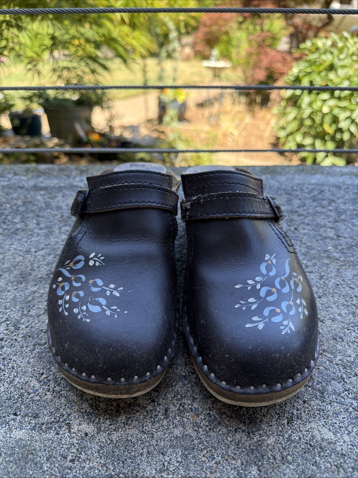 Bastad Original Sweden Wood Leather Painted Clog Dark Purple 40 US 9 /9.5