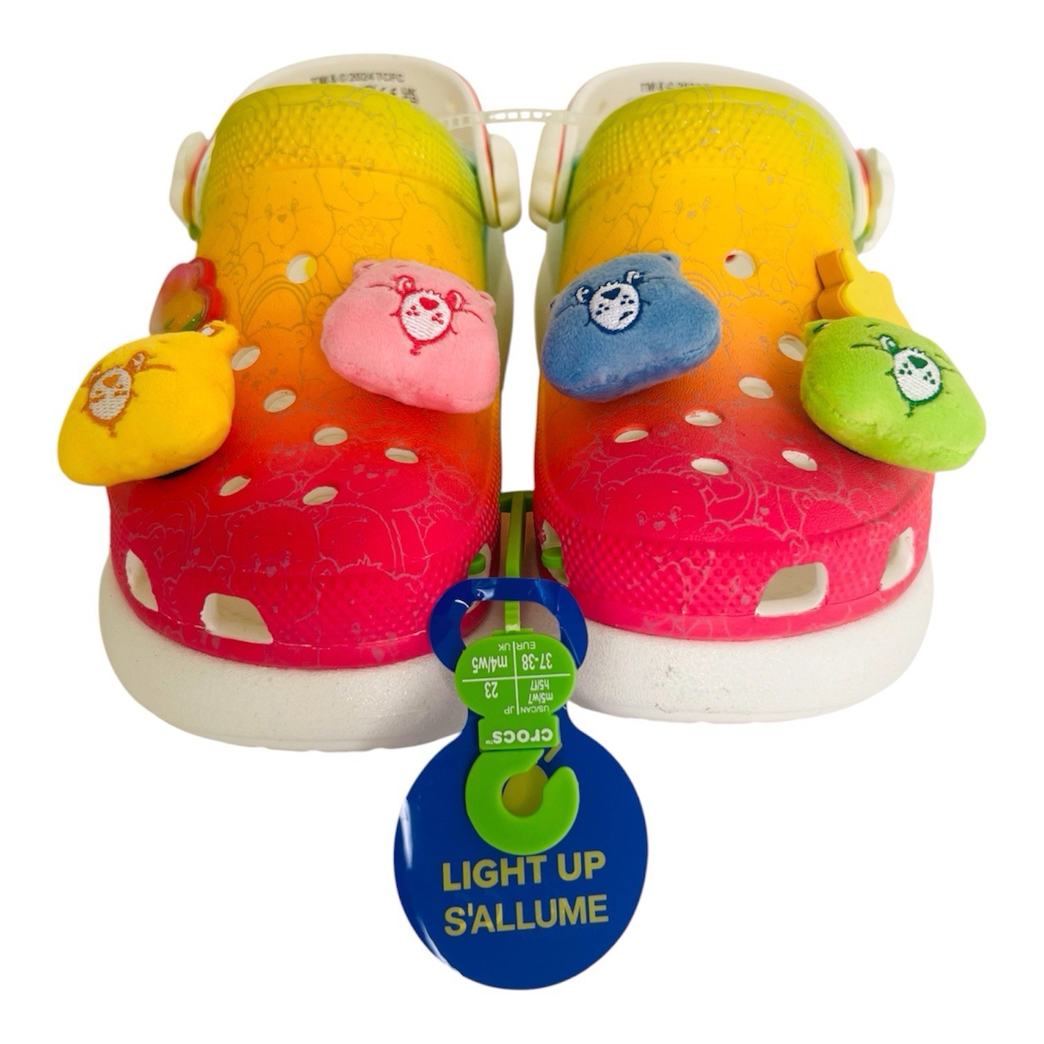 CROCS X Care Bears Platform Crush Clogs ‘Light On’ Mens 5 Womens 7 Rainbow