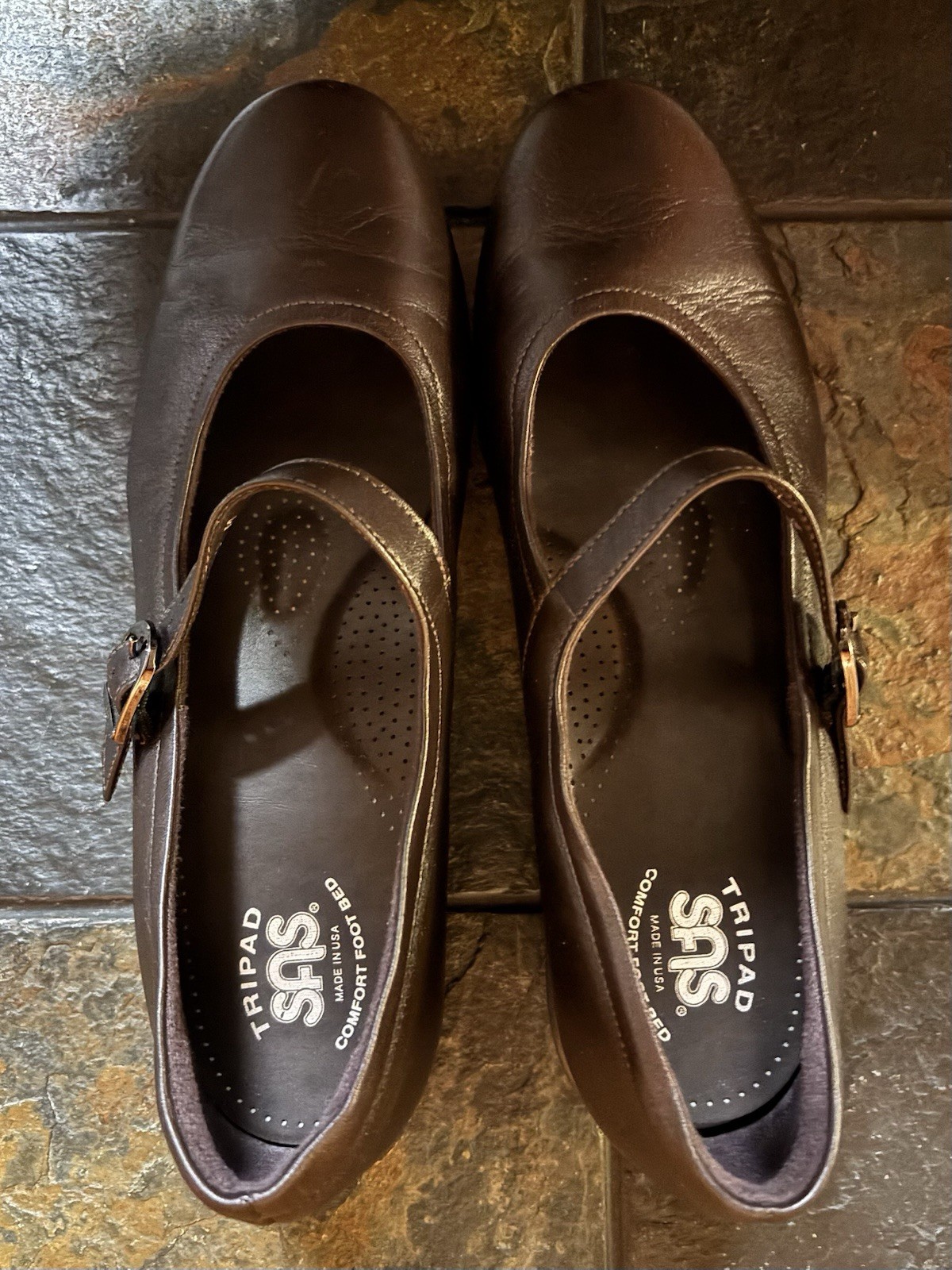 New SAS Maria Brown Leather Mary Jane Comfort Shoes Womens Size 10 M No Box