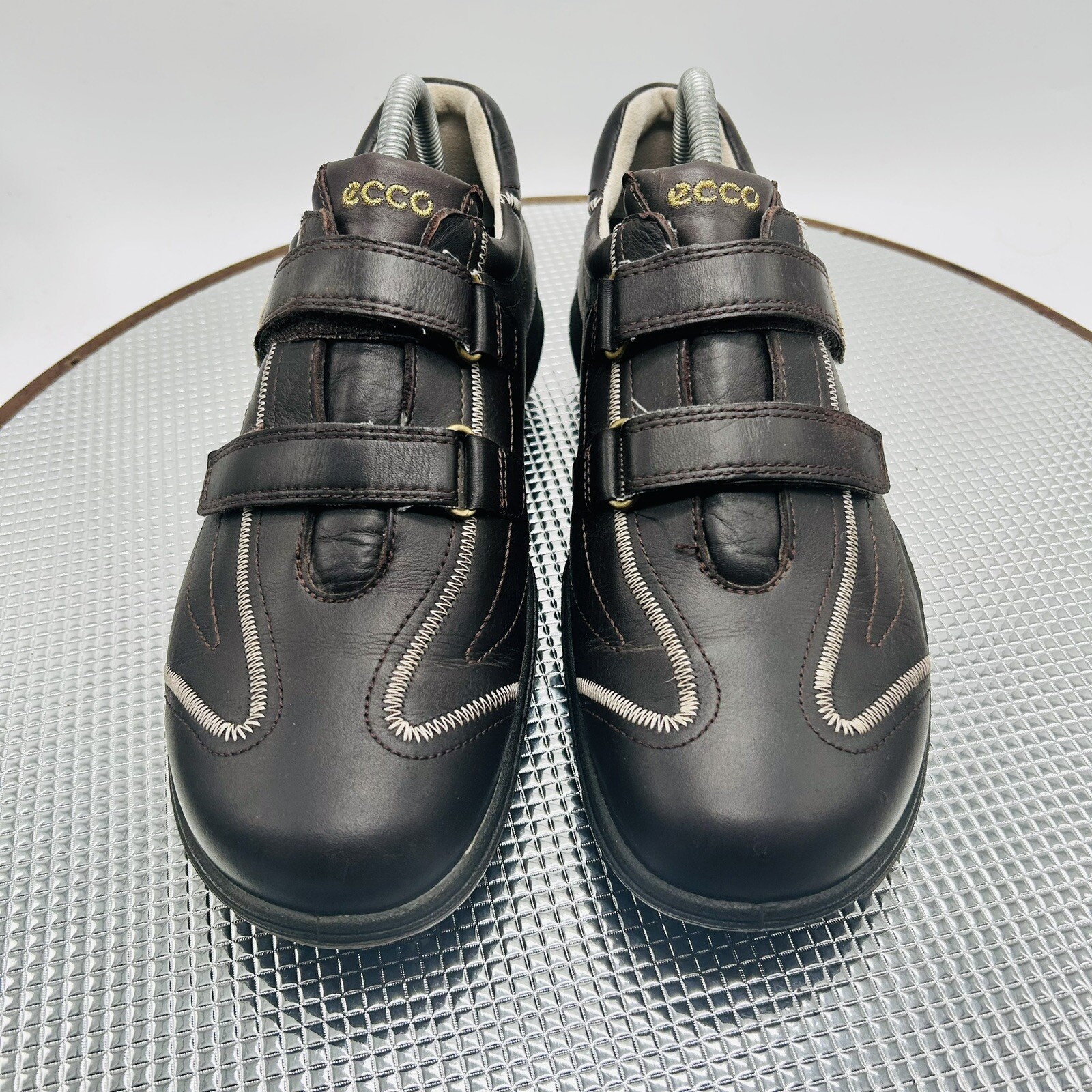 Ecco Hydromax Women Size US 9 EU 40 Comfort Brown Leather Hook & Loop Golf Shoes