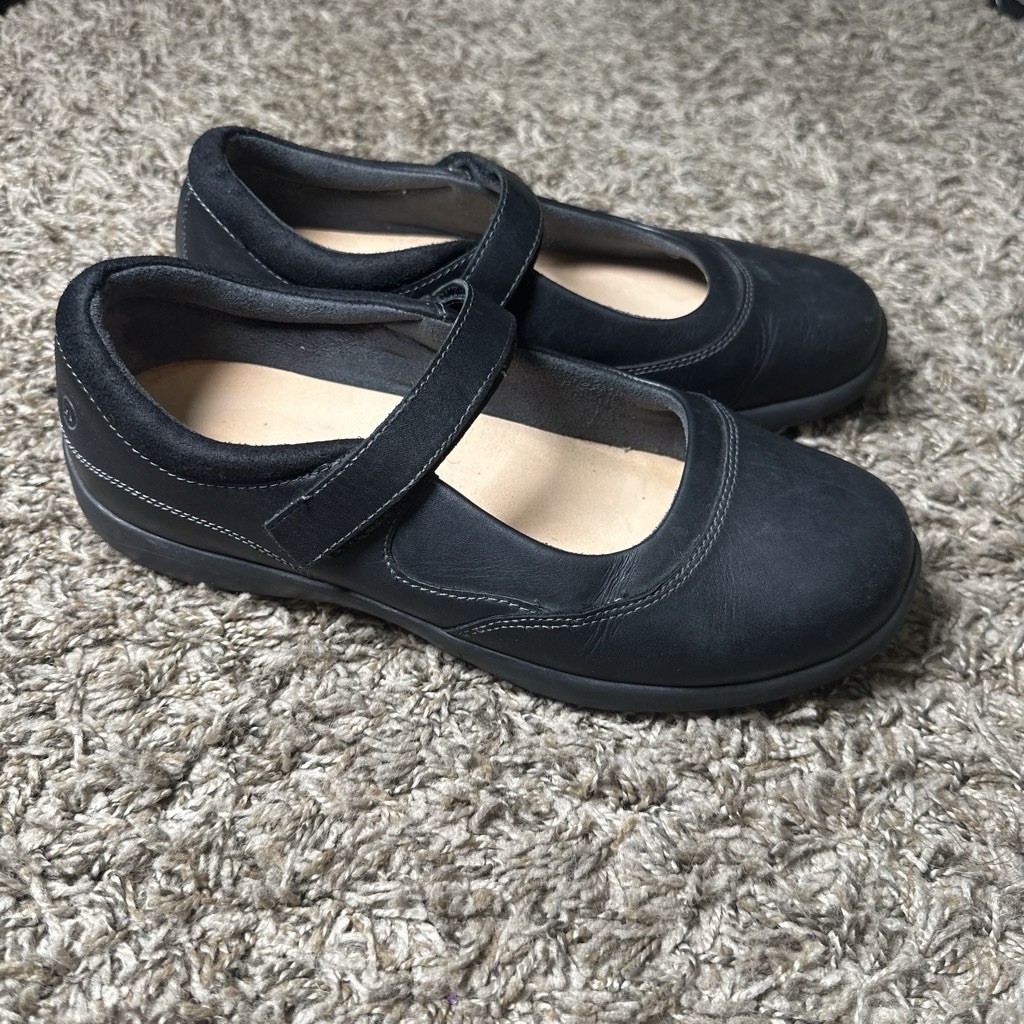 Anodyne NO. 19 Women’s 8W Black Leather Mary Jane Comfort Shoes Hook & Loop