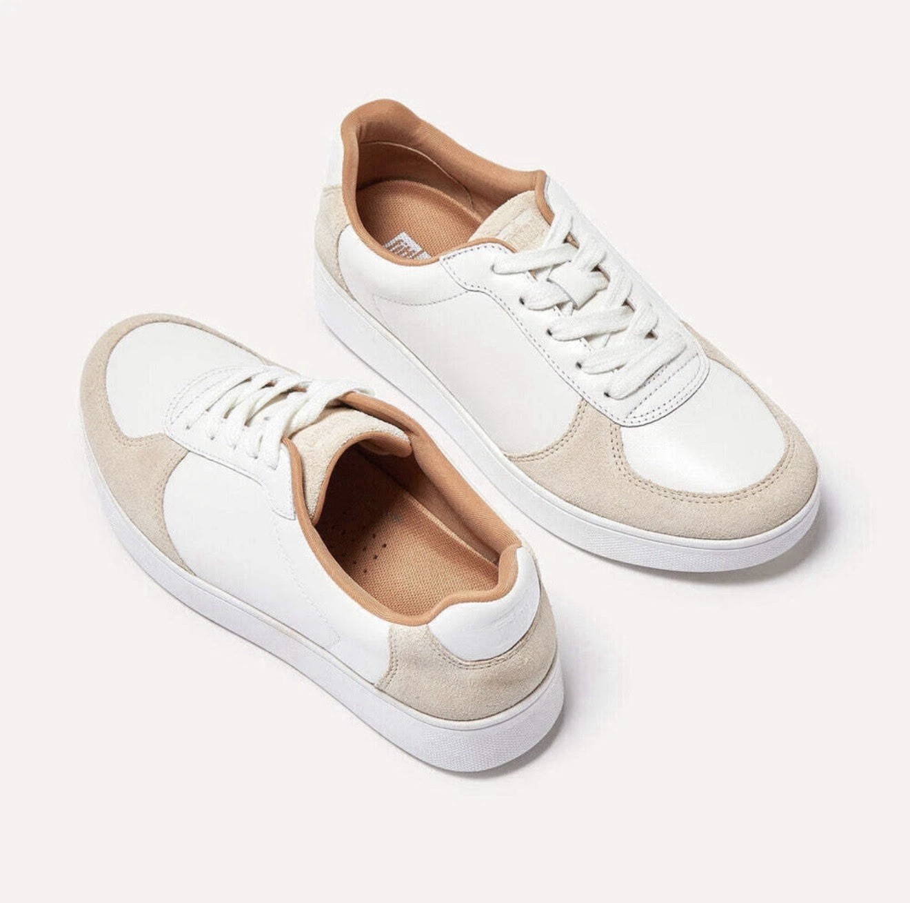 FitFlop Rally Leather And Suede Panel Ladies White & Paris Grey Leather Size 8