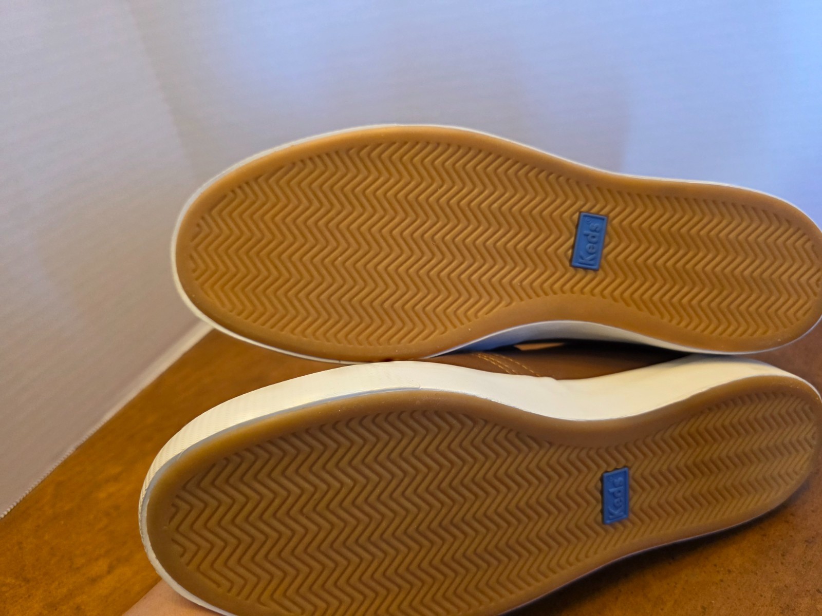 Keds Womens Pursuit Slip-on – Worn One time Size 7.5 Faux Leather in Cognac
