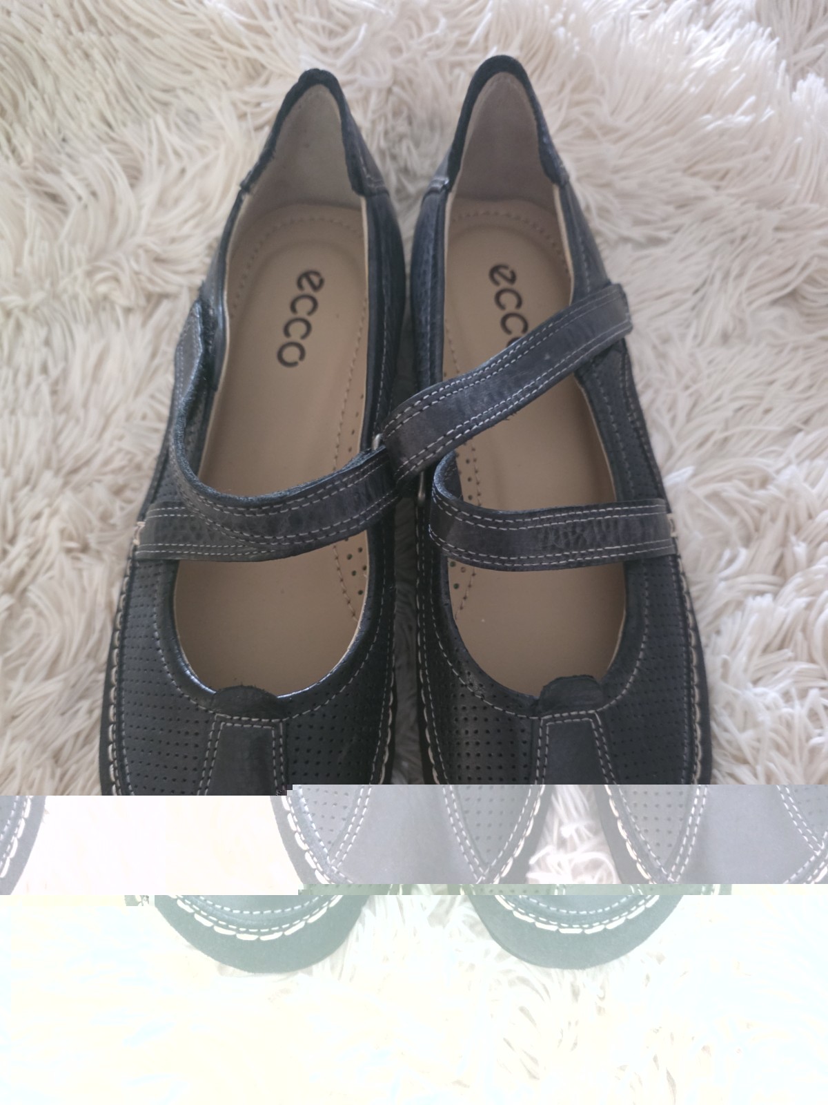 ECCO Shoes Womens 38 Casual Comfort Hook And Loop Mary Jane Black Leather US 7.5