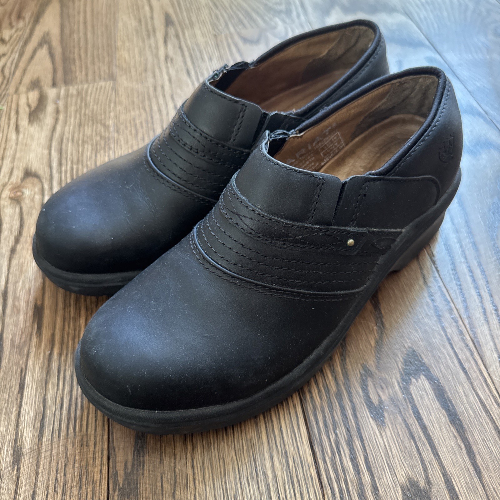 Ariat Women’s Steel Toe Black Leather Work Clogs Size 5 B
