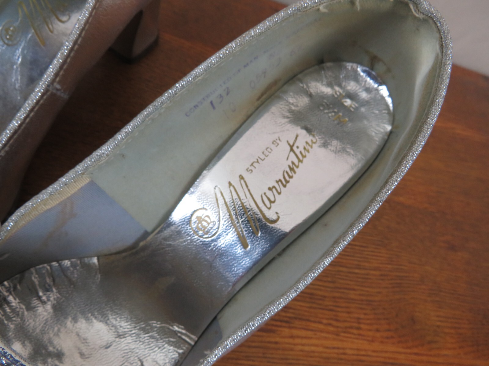 Vintage Marrantine High Heel shoe Silver Cinderella Size 6.5
