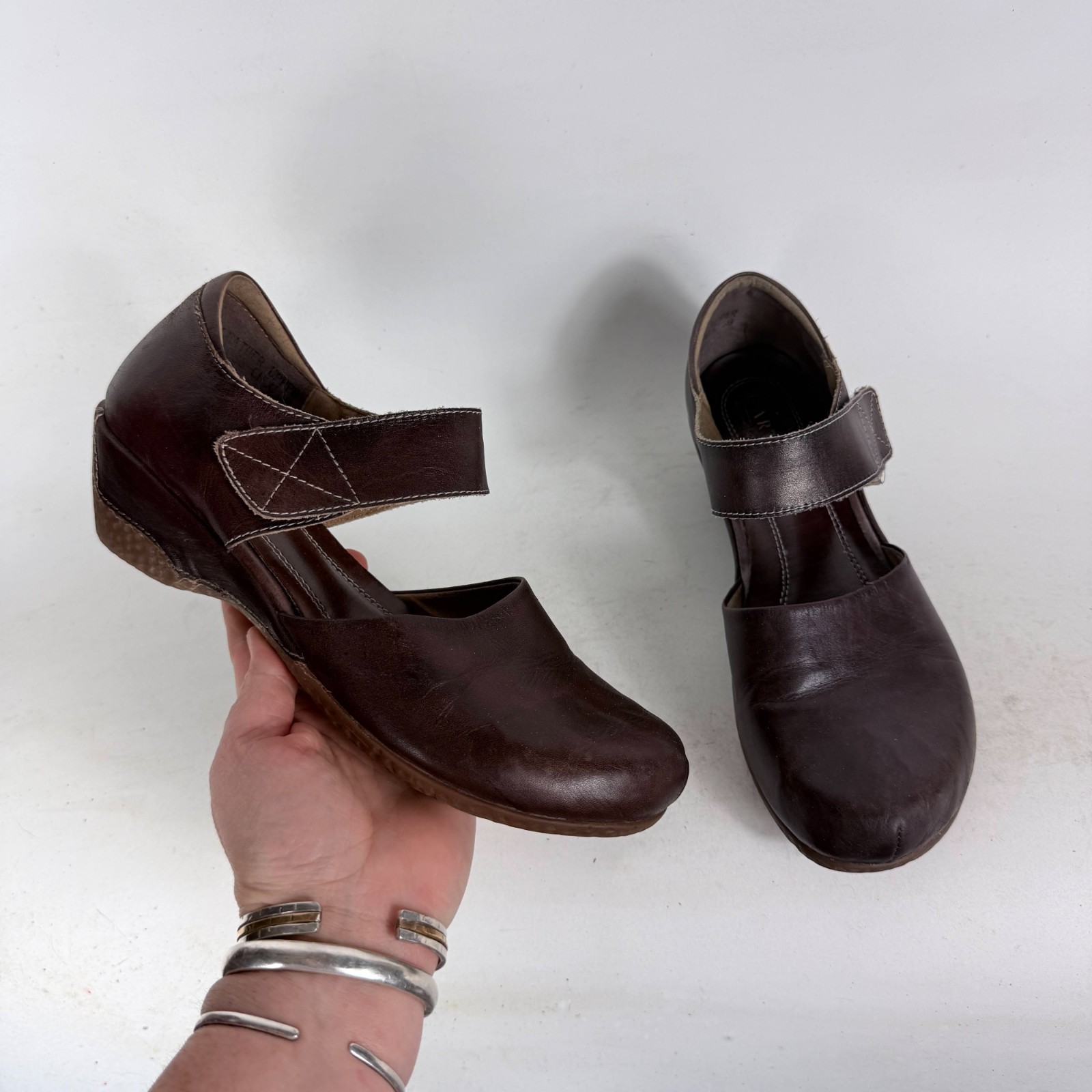 Spring Step L’Artiste Mary Jane Women’s 8 Brown Leather Hook & Loop Comfort