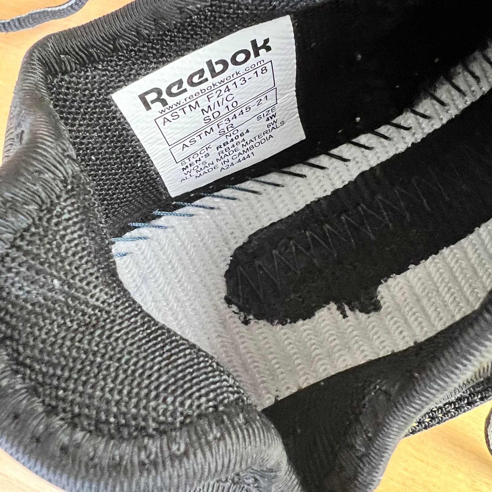 Reebok Flexagon 3.0 Work Shoes Black Composite Toe Safety Sneaker Ws 6 NO INSOLE