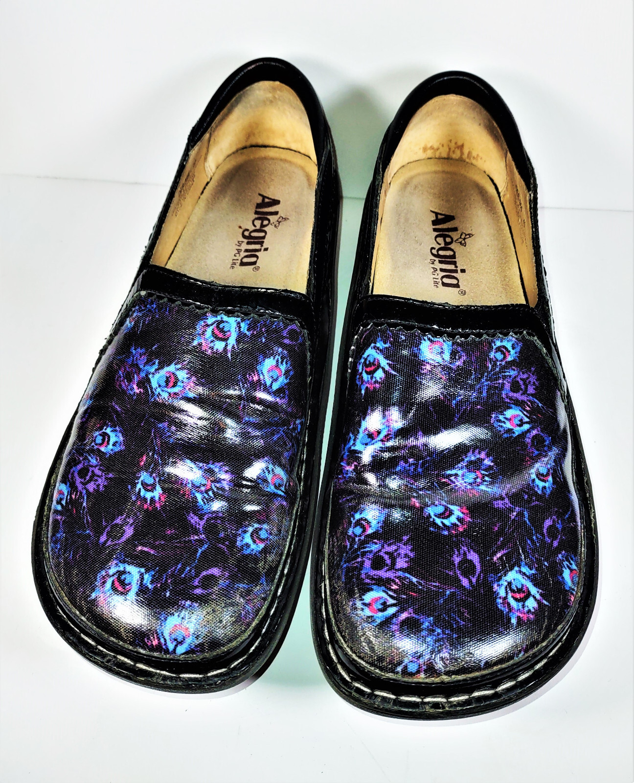 Alegria DEB-365 Peacock Feather Slip On Nursing Clogs Womens EUR 40 US 9.5-10