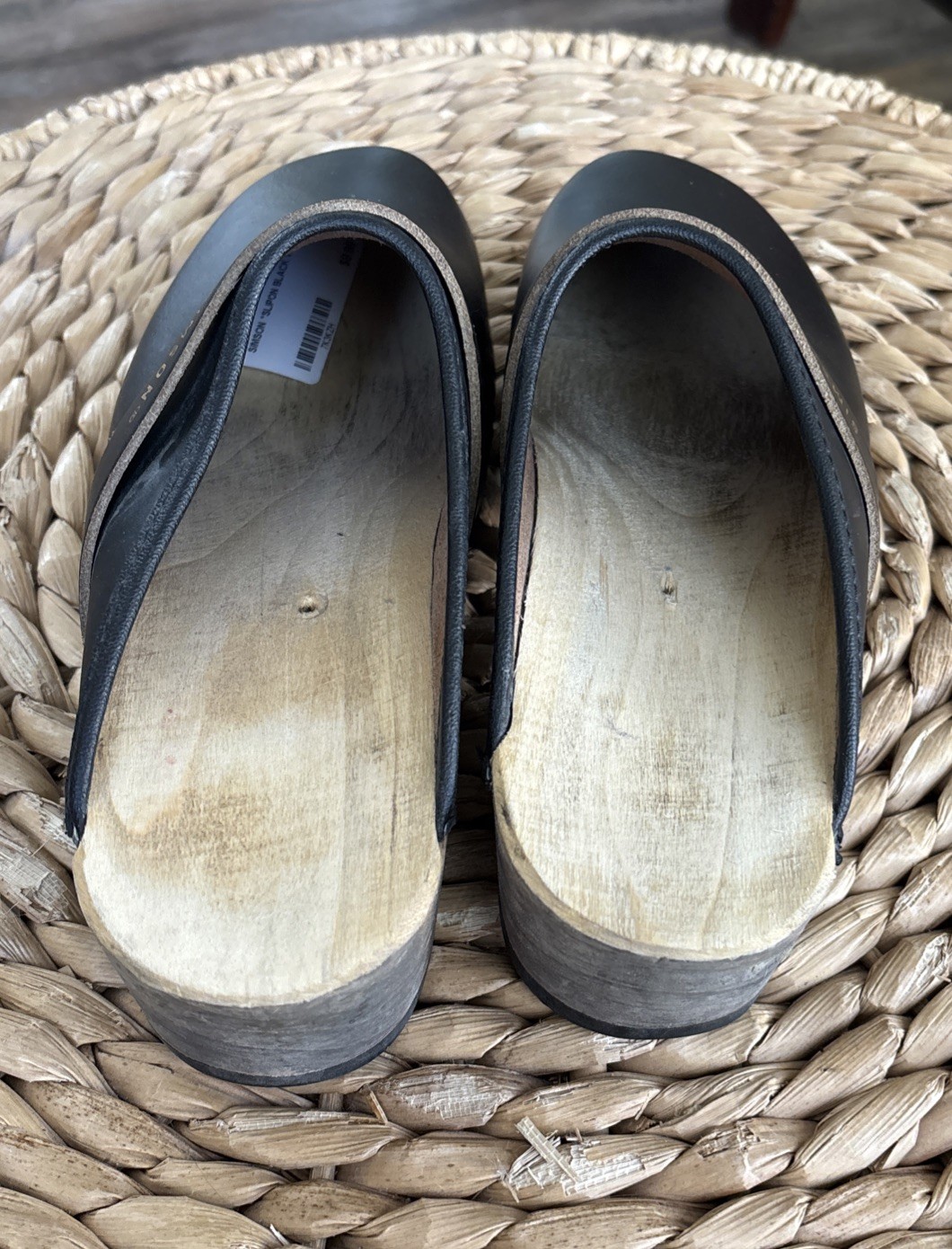Simson Wooden Clogs Size 40 US 9 Black Leather Made in Holland NWOB