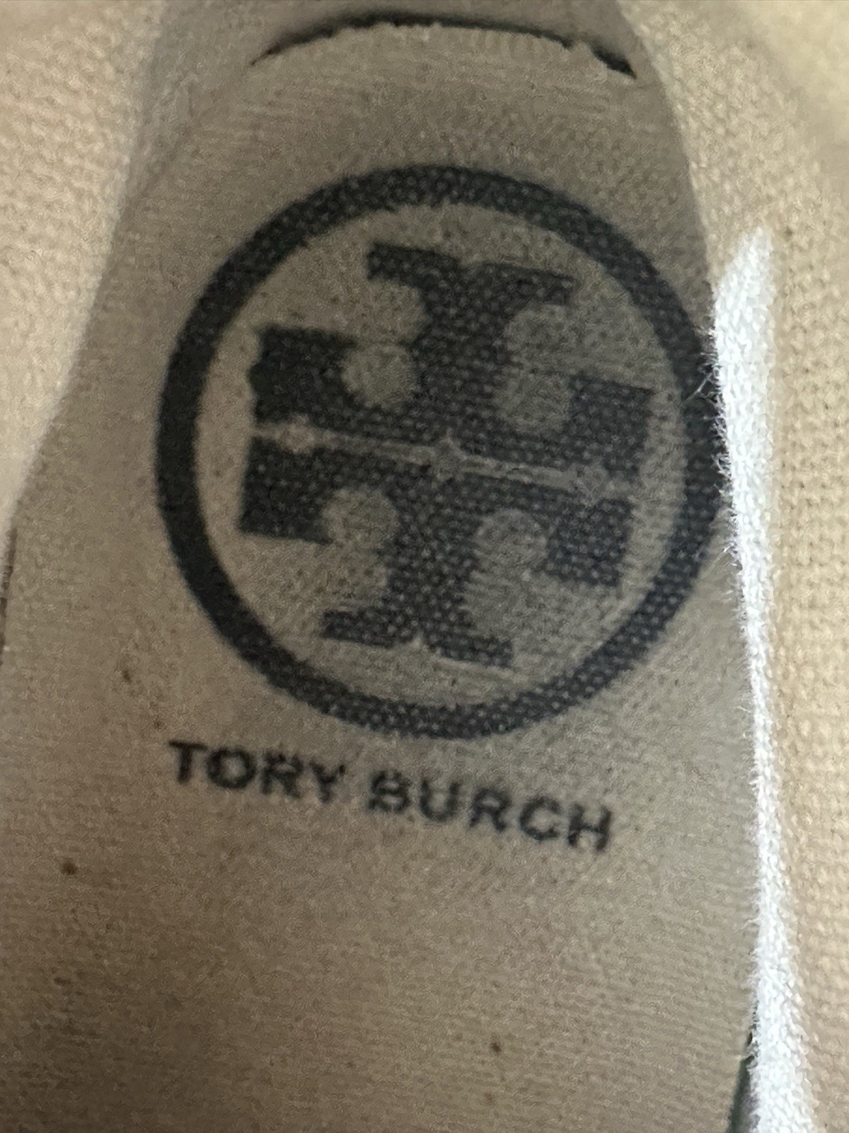 TORY BURCH “Buddy” Jacquard Sneakers White Beige Cap Toed High Top Shoes 7 M