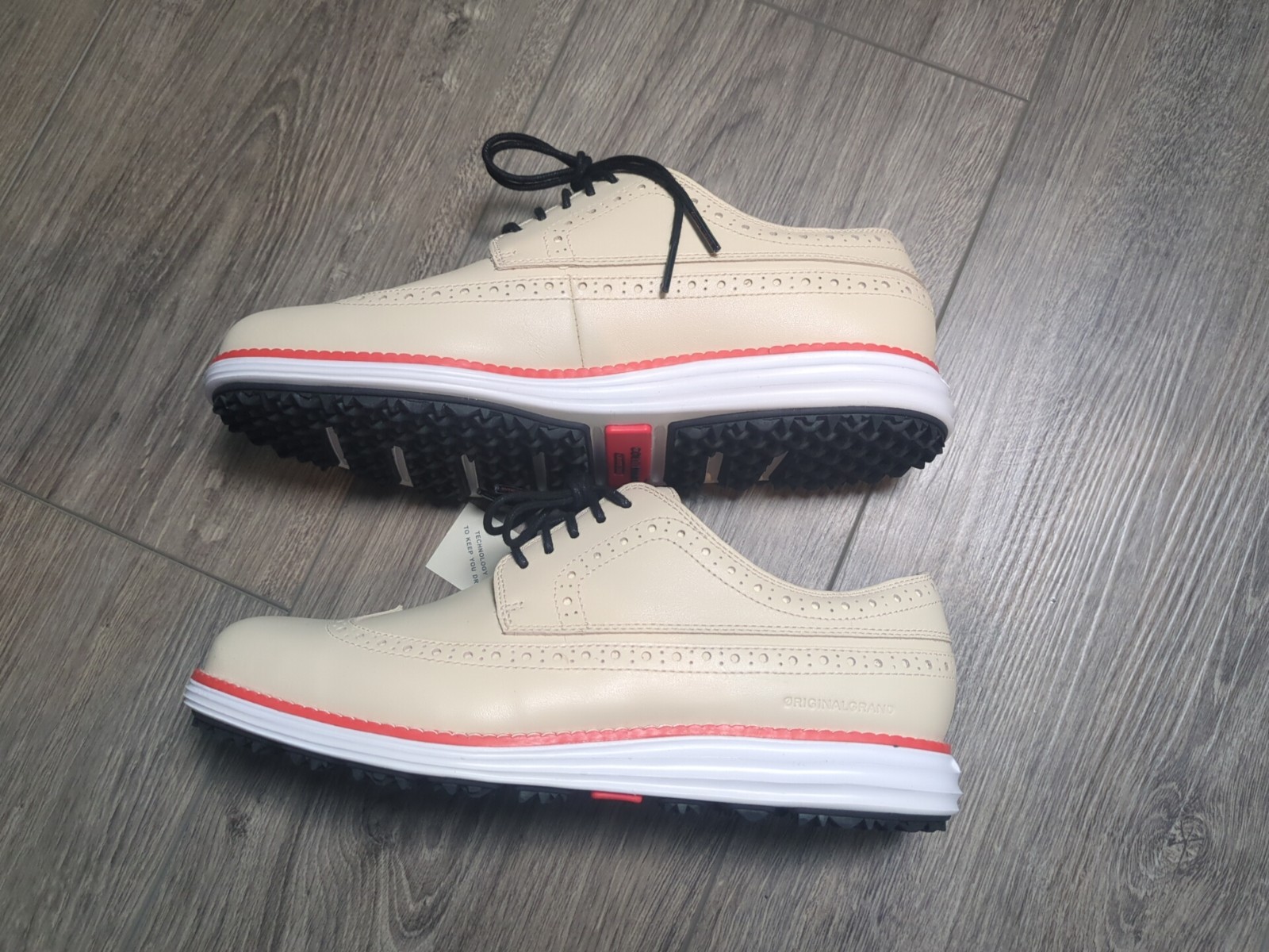Cole Haan Women’s Original Grand Wingtip Oxford Golf Shoes Ivory Size 9 B