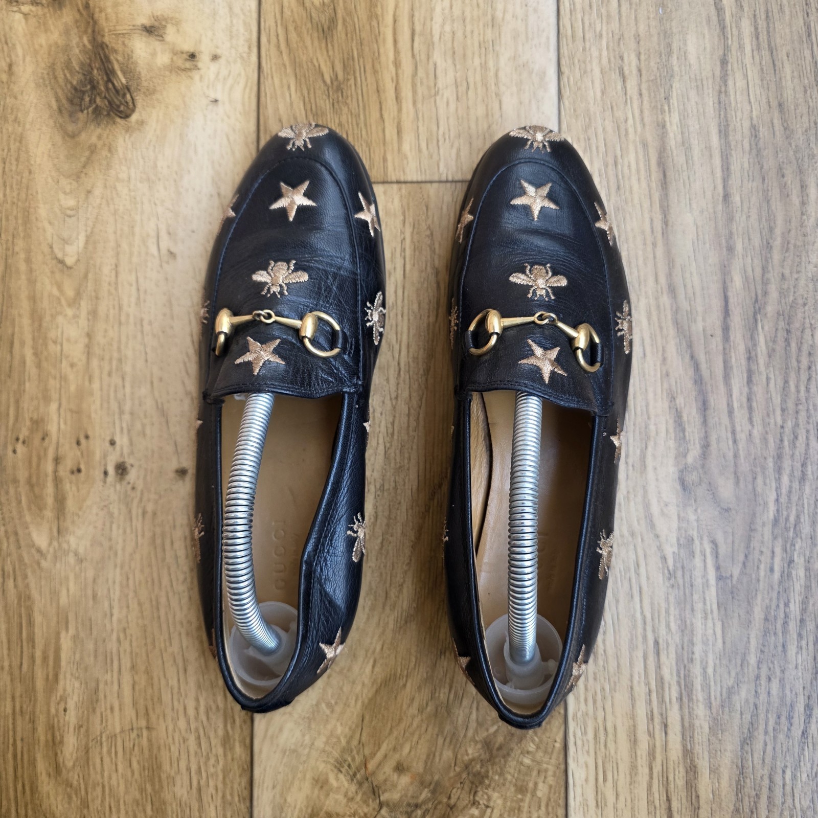 GUCCI HORSEBIT BEE JORDAAN LEATHER LOAFERS SIZE 36 EU, 5.5 US, 3 UK