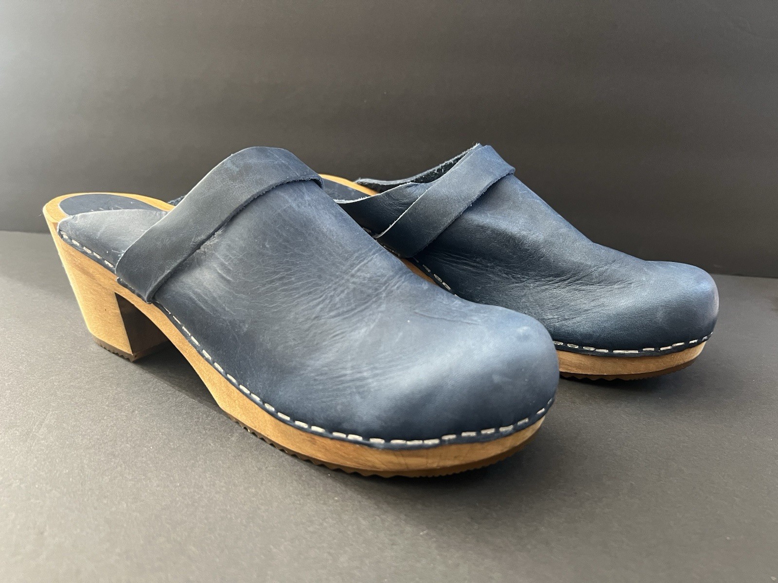 Sanita The Original Danish Clogs Blue Nubuck Open Back Clogs- Size41